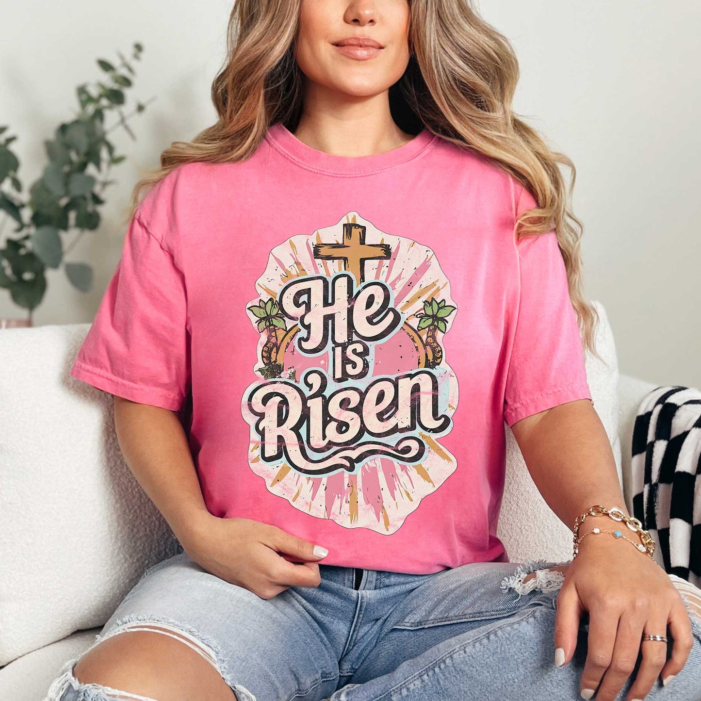 He Is Risen Distressed | Garment Dyed Tee