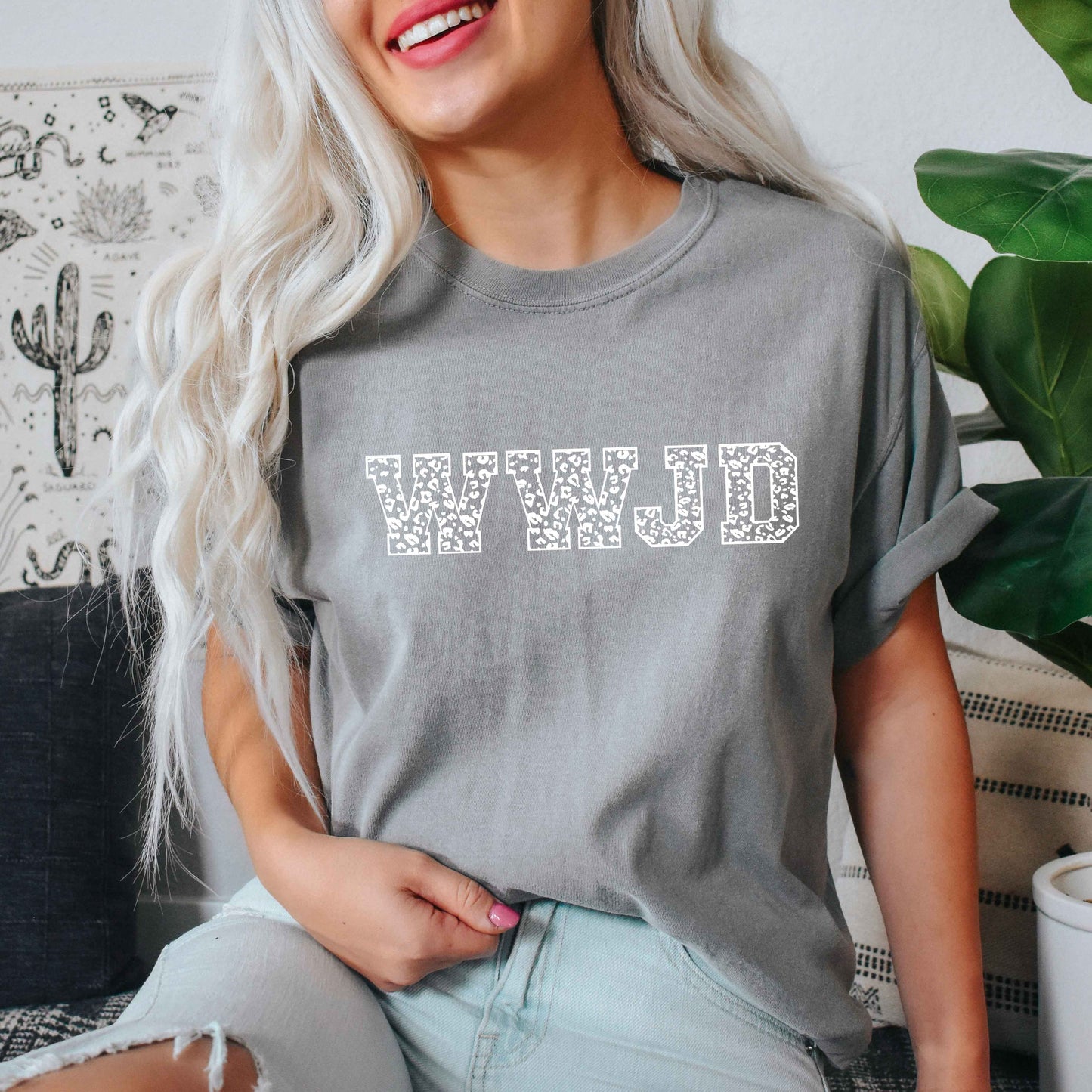 WWJD Leopard | Garment Dyed Tee
