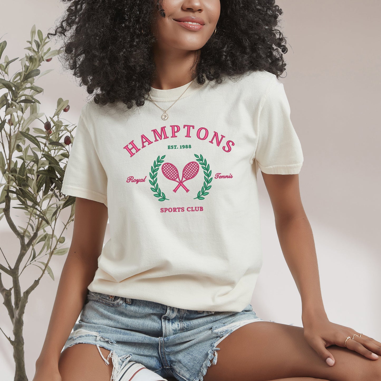 Embroidered Hampton Sports Club | Garment Dyed Short Sleeve Tee