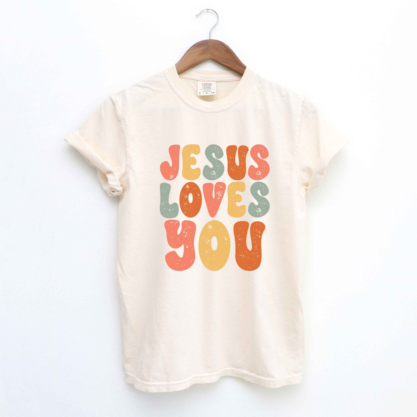Jesus Loves You Colorful | Garment Dyed Tee