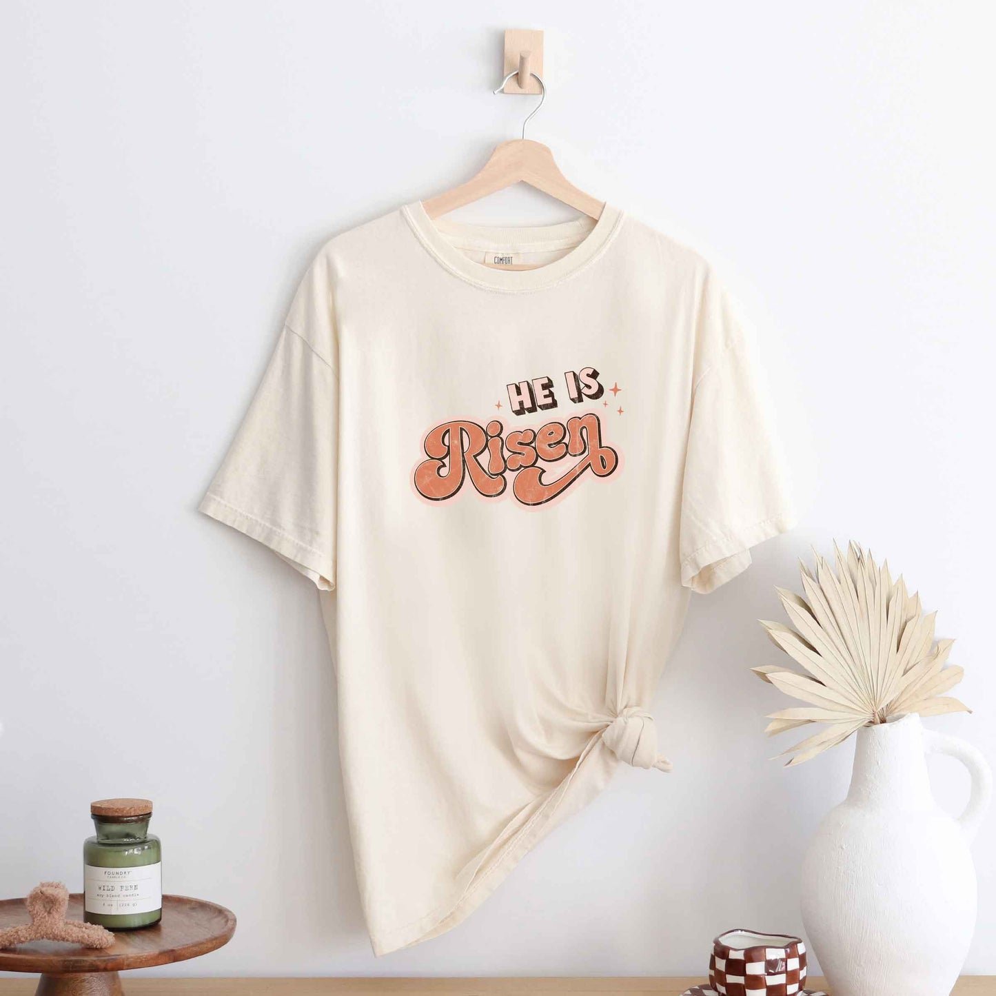 Retro He Is Risen | Garment Dyed Tee