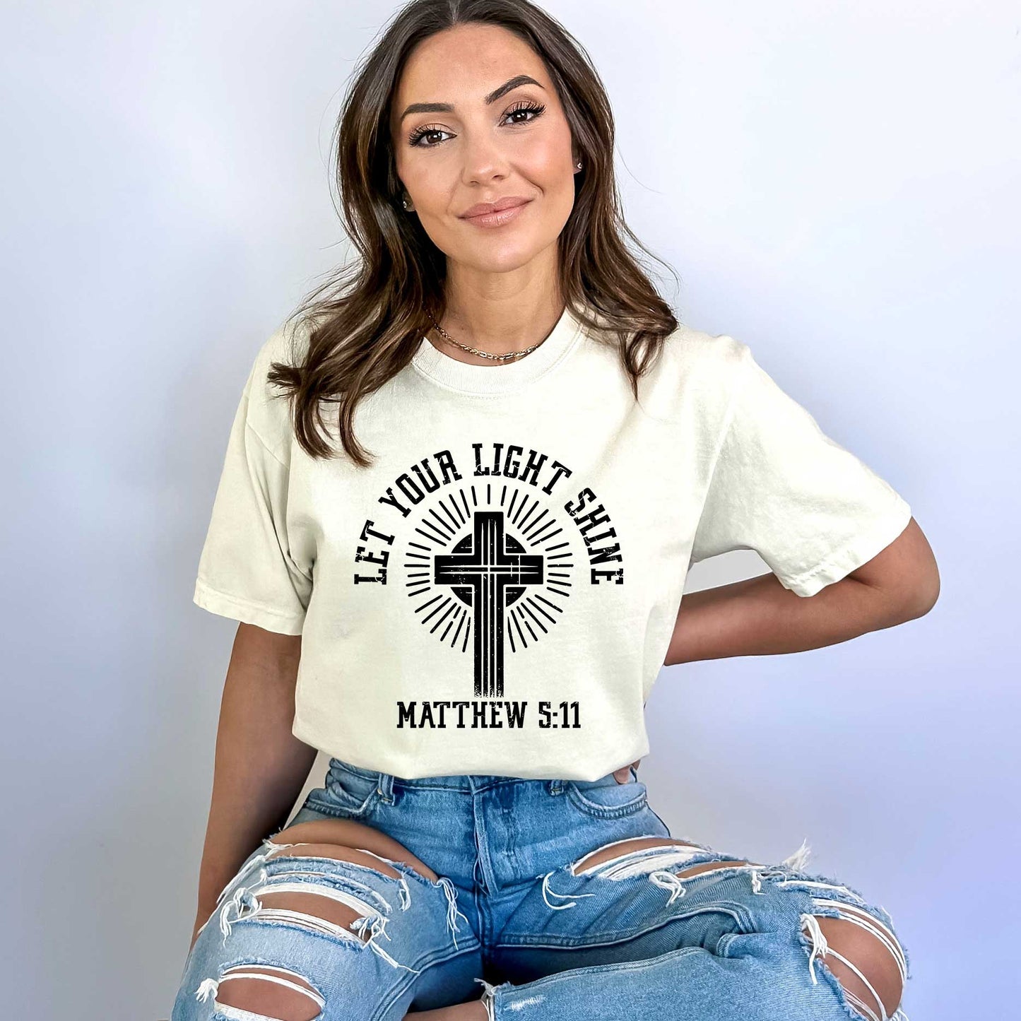 Let Your Light Shine Cross| Garment Dyed Tee