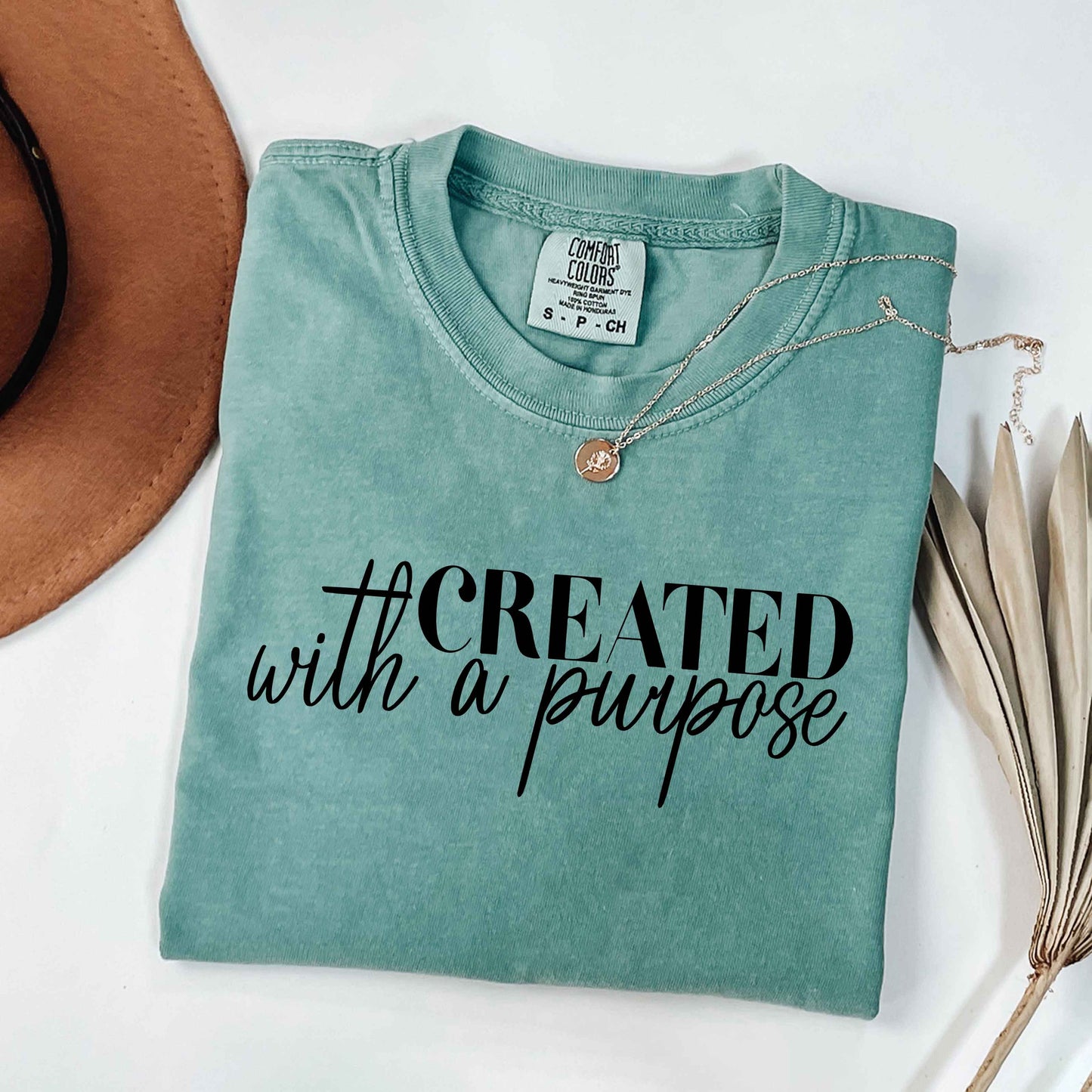 Created With A  Purpose Cursive | Garment Dyed Tee