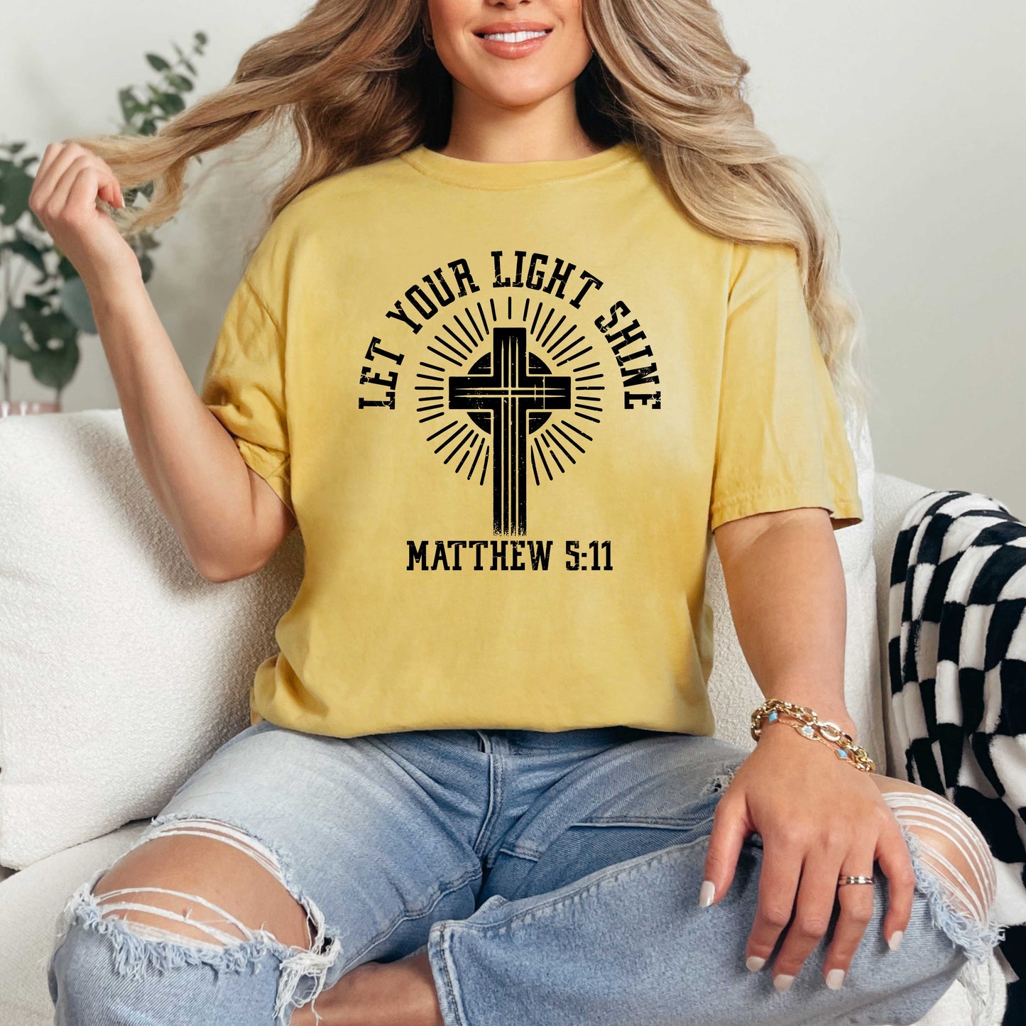 Let Your Light Shine Cross| Garment Dyed Tee