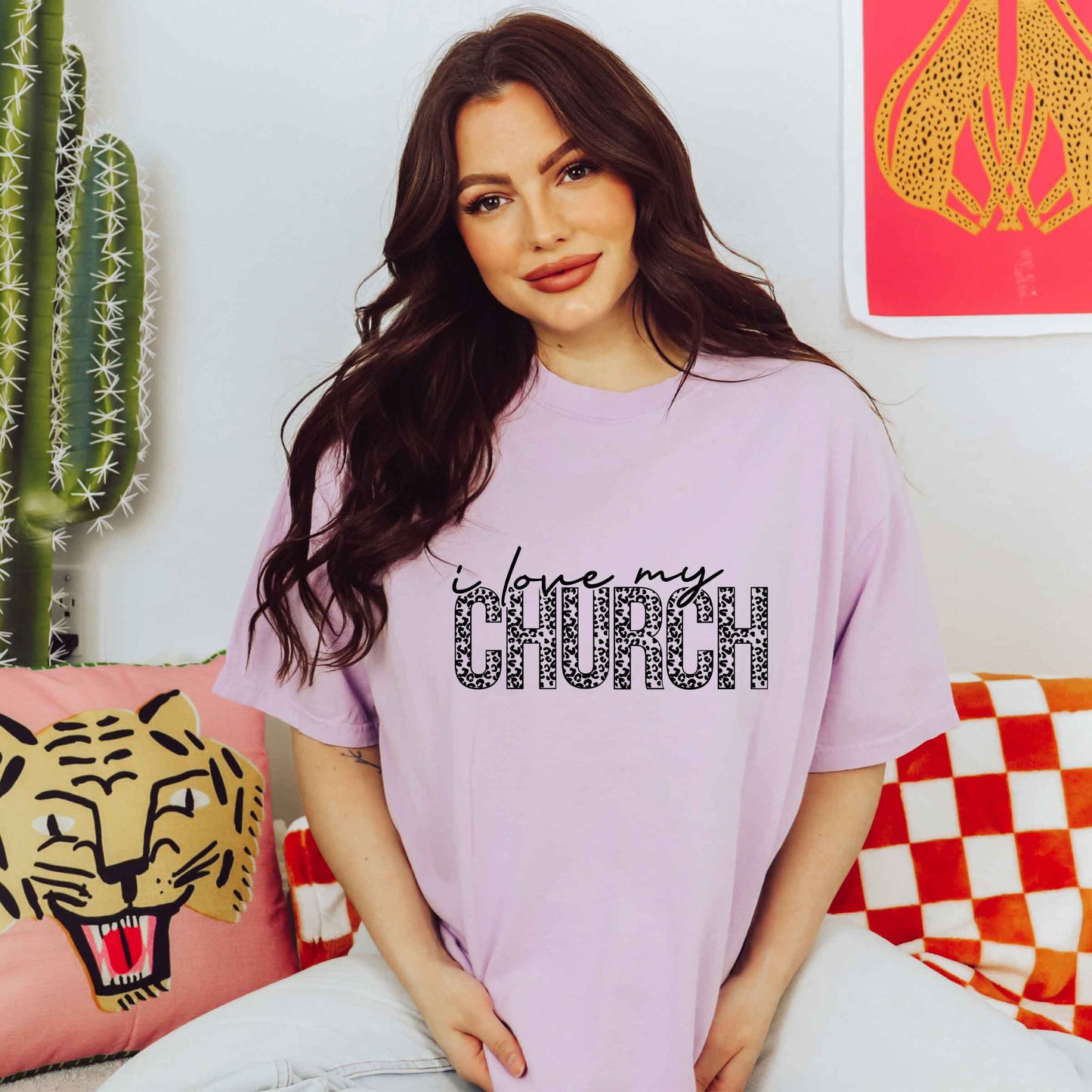 I Love My Church Leopard | Garment Dyed Tee