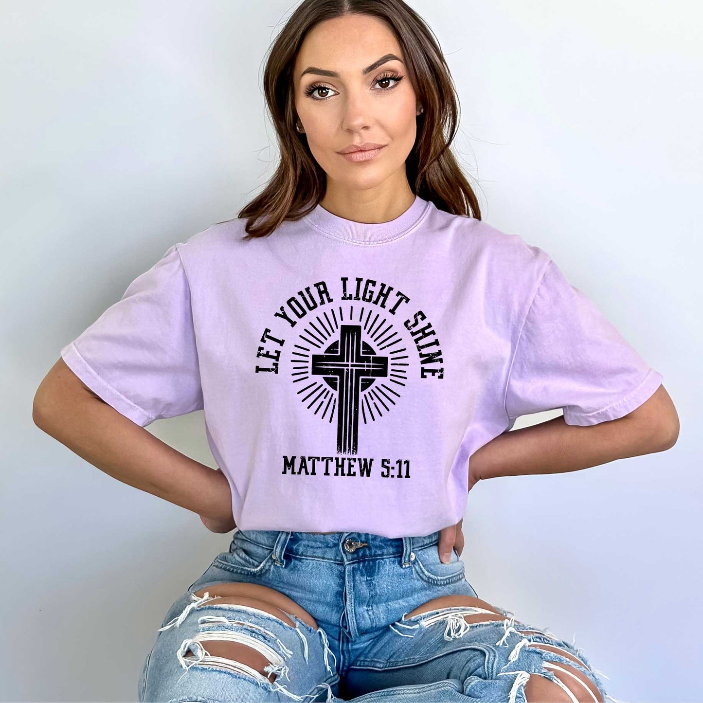 Let Your Light Shine Cross| Garment Dyed Tee