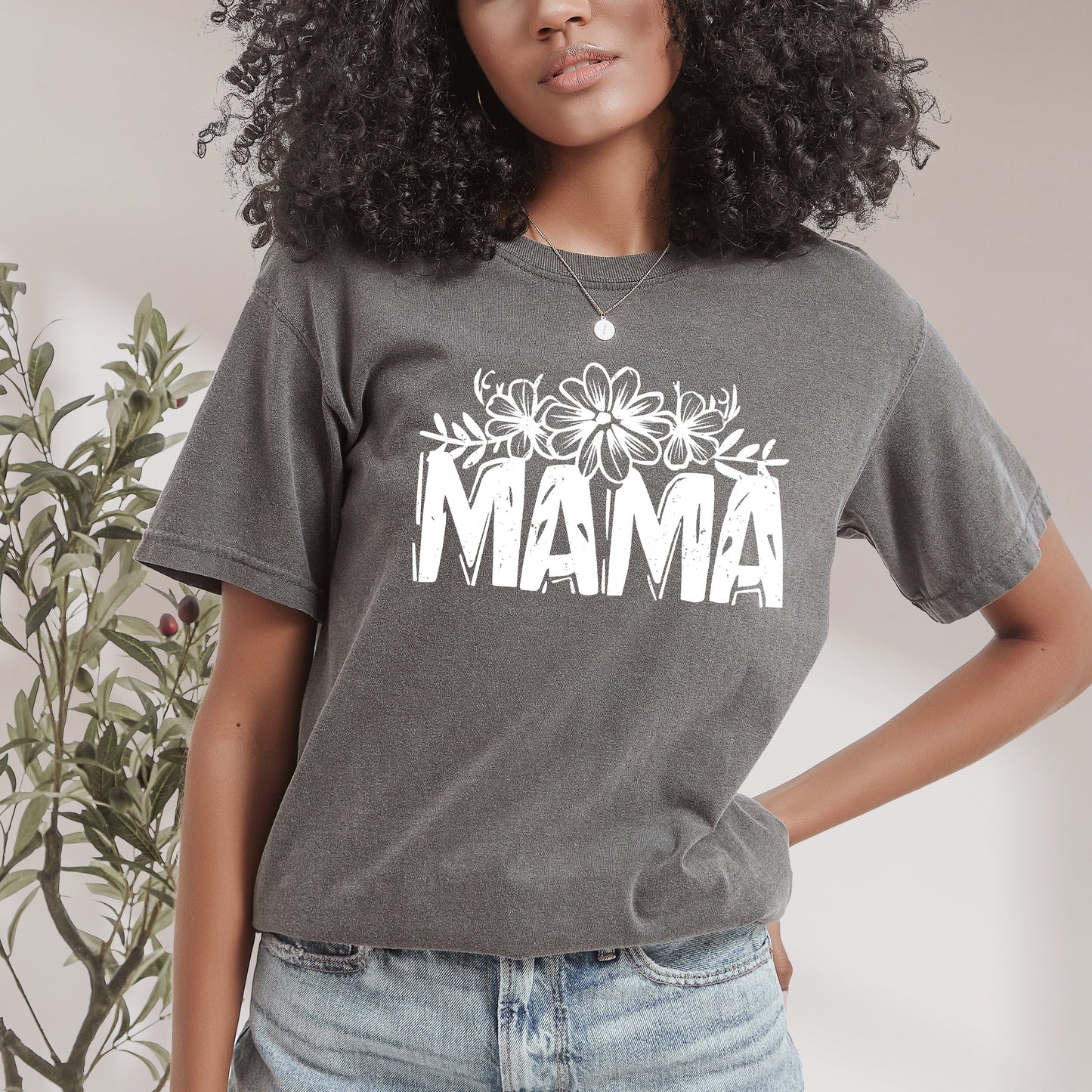 Mama Topped With Flowers | Garment Dyed Short Sleeve Tee