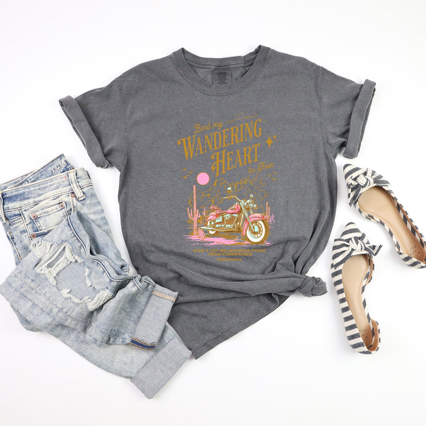 Bind My Wandering Heart Motorcycle | Garment Dyed Tee