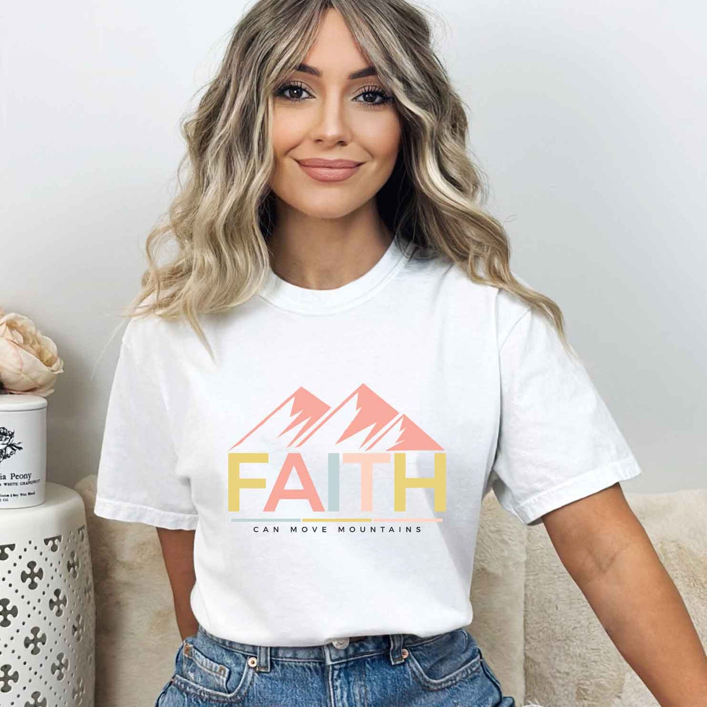 Bright Faith Can Move Mountains | Garment Dyed Tee