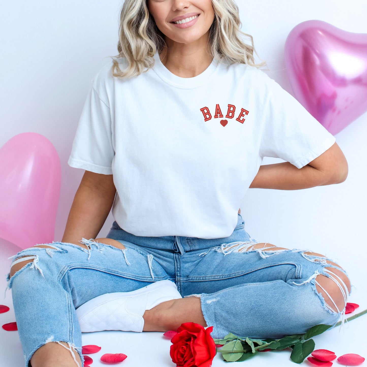 Embroidered Babe Heart Mini | Garment Dyed Tee