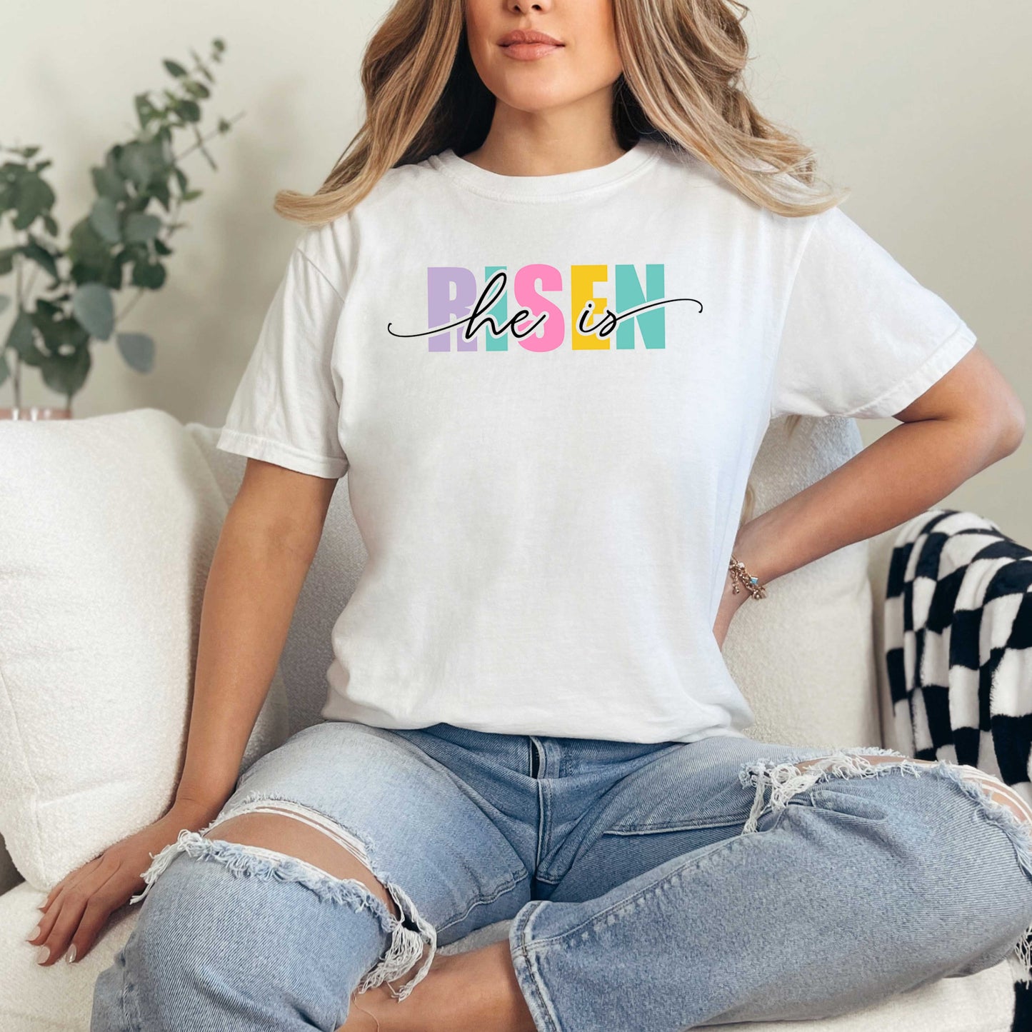 He Is Risen Colorful | Garment Dyed Tee