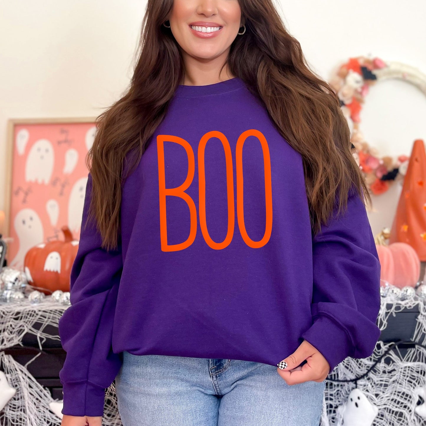 Boo Word Puff Print | Sweatshirt