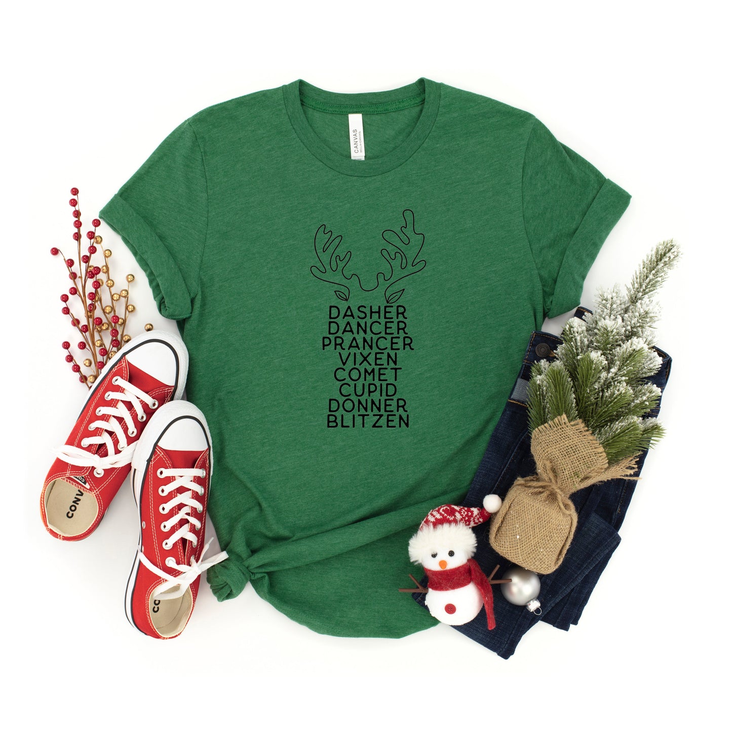 Reindeer Names Antlers | Youth Short Sleeve Crew Neck