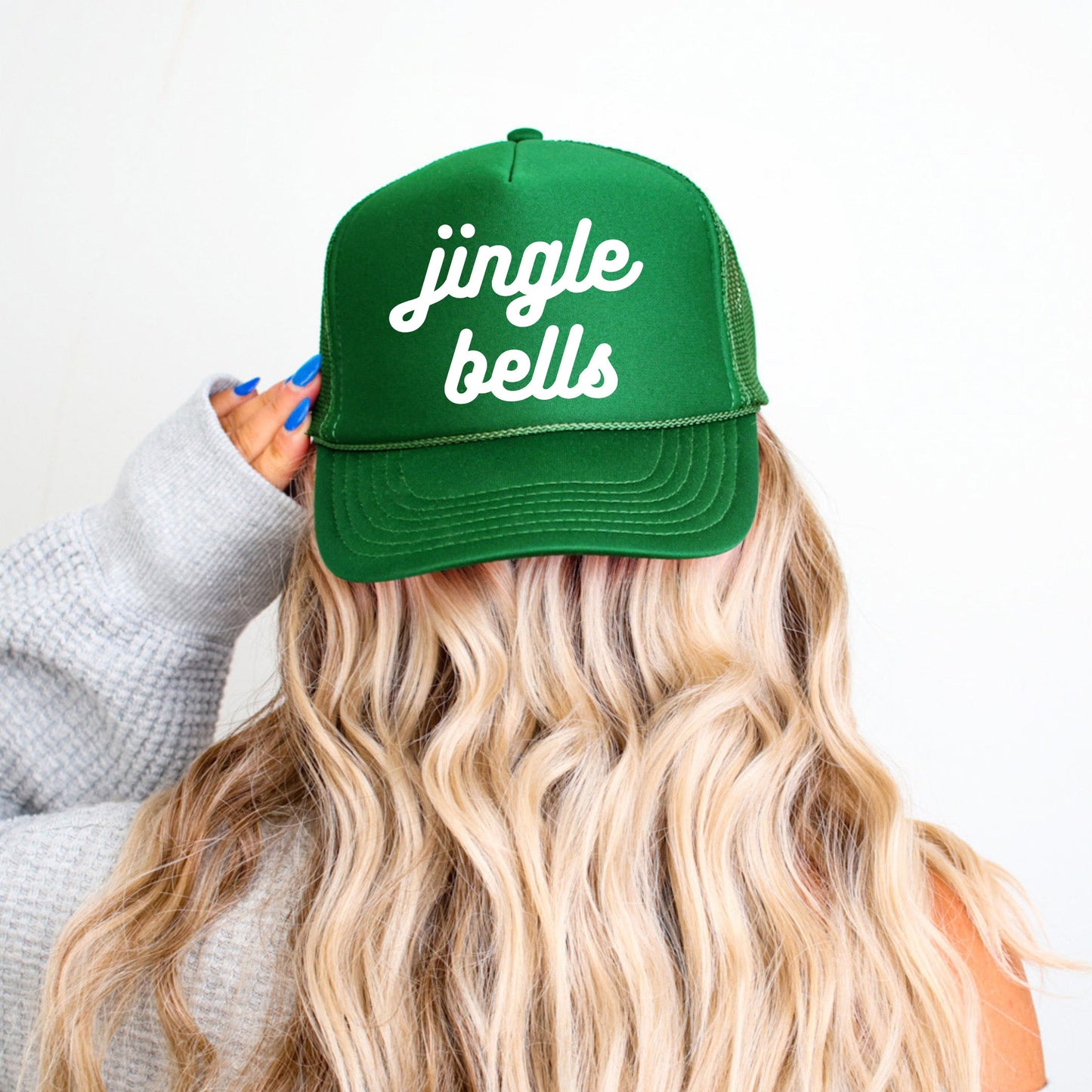 Jingle Bells Bold Cursive Puff Print | Foam Trucker Hat