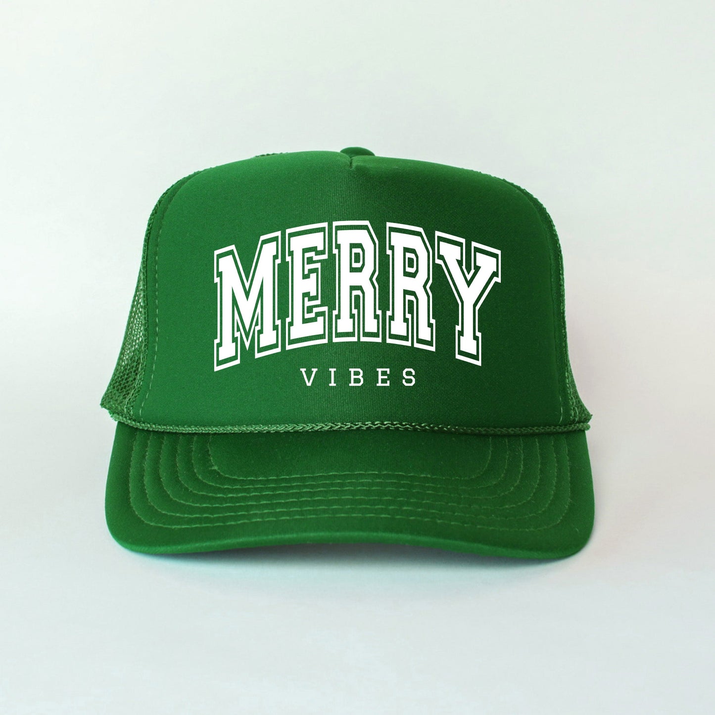 Merry Vibes Varsity Thick Outline | Foam Trucker Hat