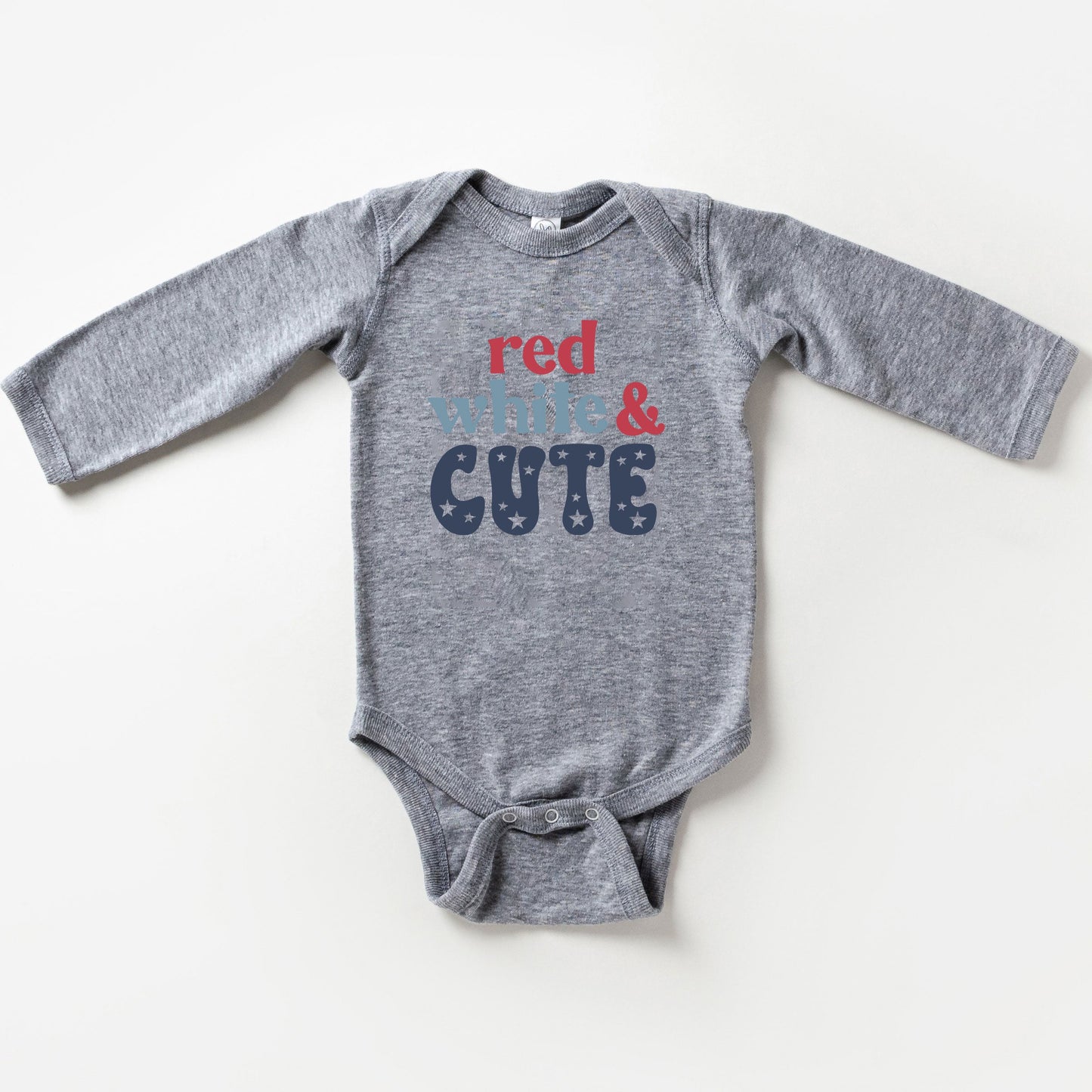 Red White And Cute Stars | Baby Long Sleeve Onesie