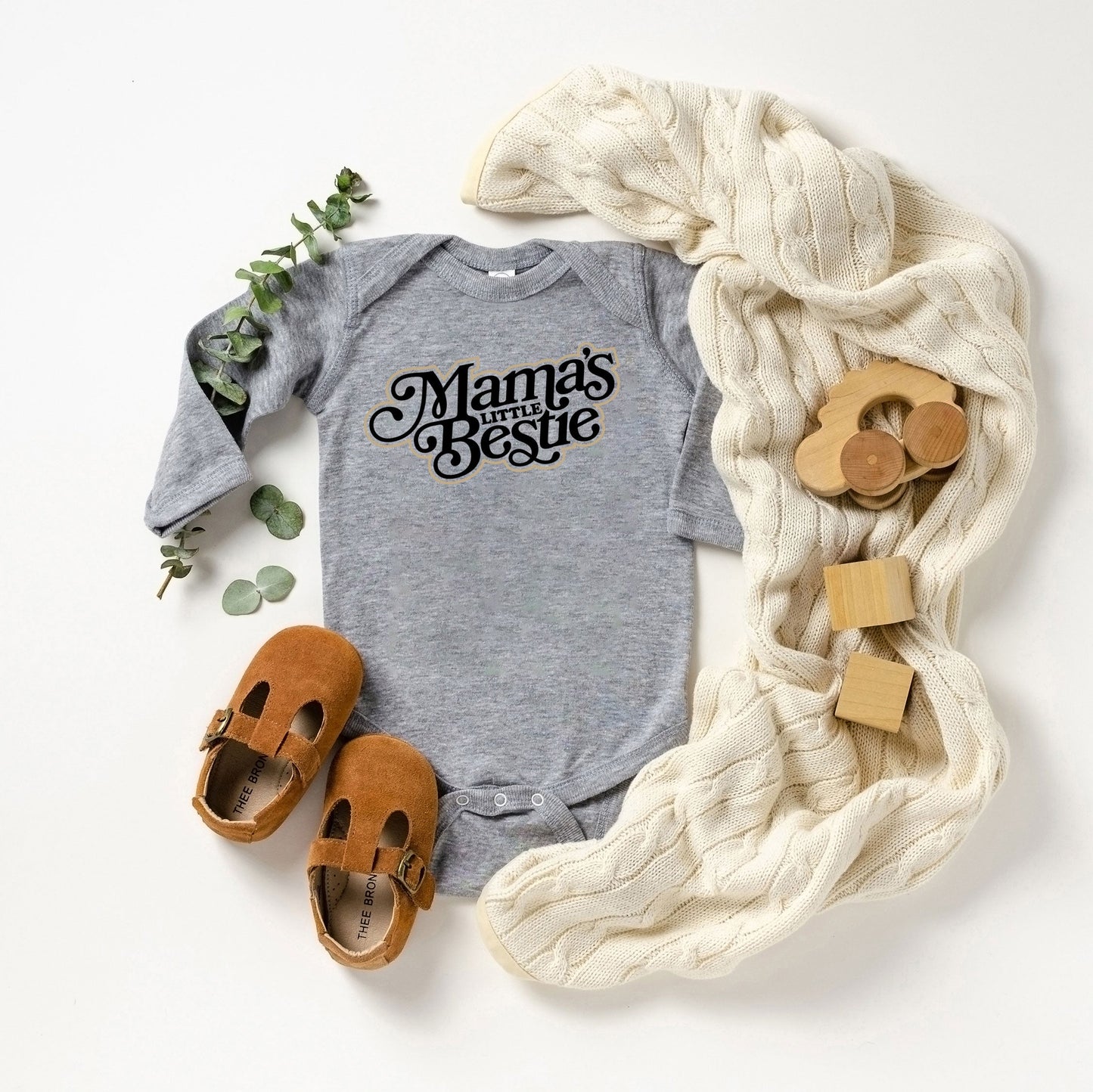 Mama's Little Bestie | Baby Graphic Long Sleeve Onesie