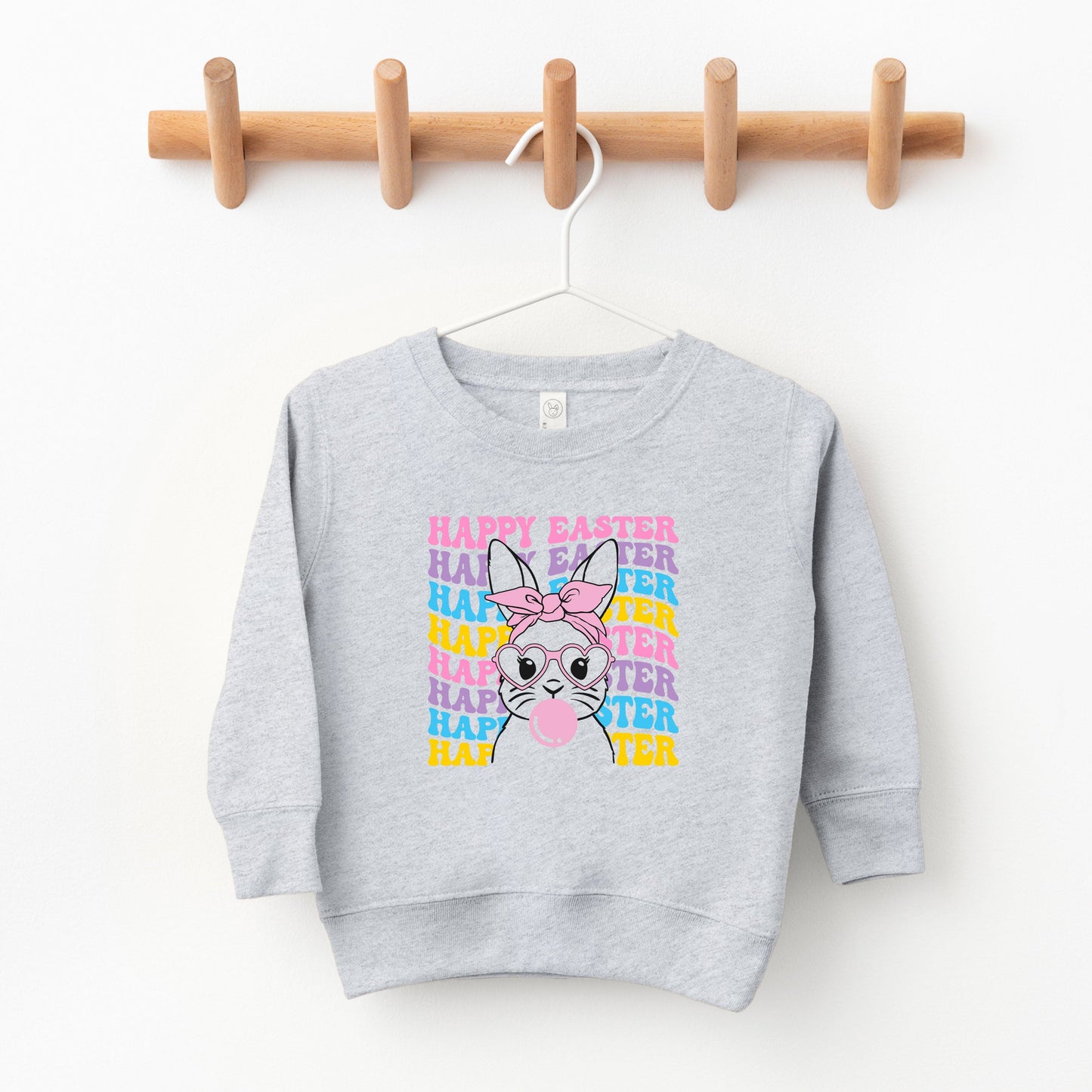 Bubble Gum Bunny Wavy | Toddler Sweatshirt