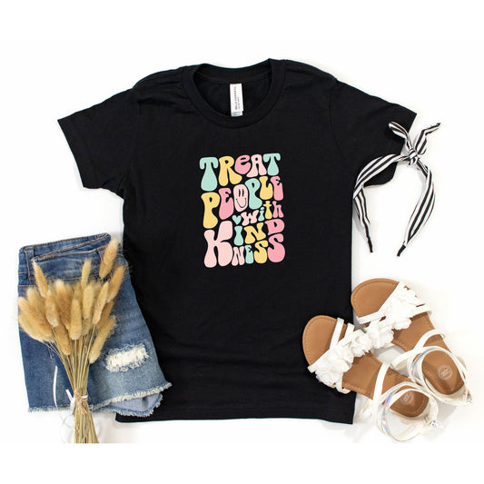Retro Treat People With Kindness | Youth Short Sleeve Crew Neck