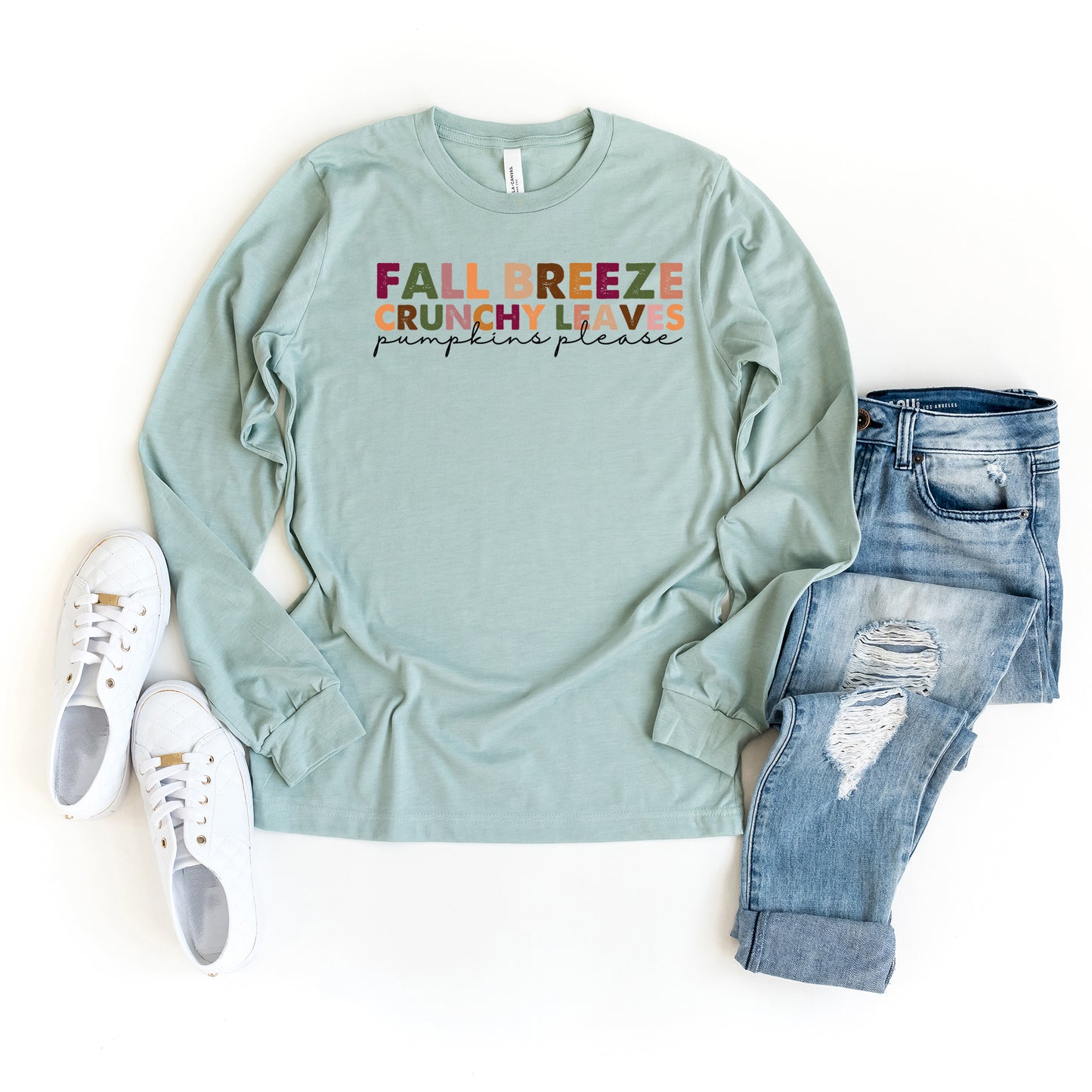 Fall Breeze and Crunchy Leaves Colorful | Long Sleeve Crew Neck