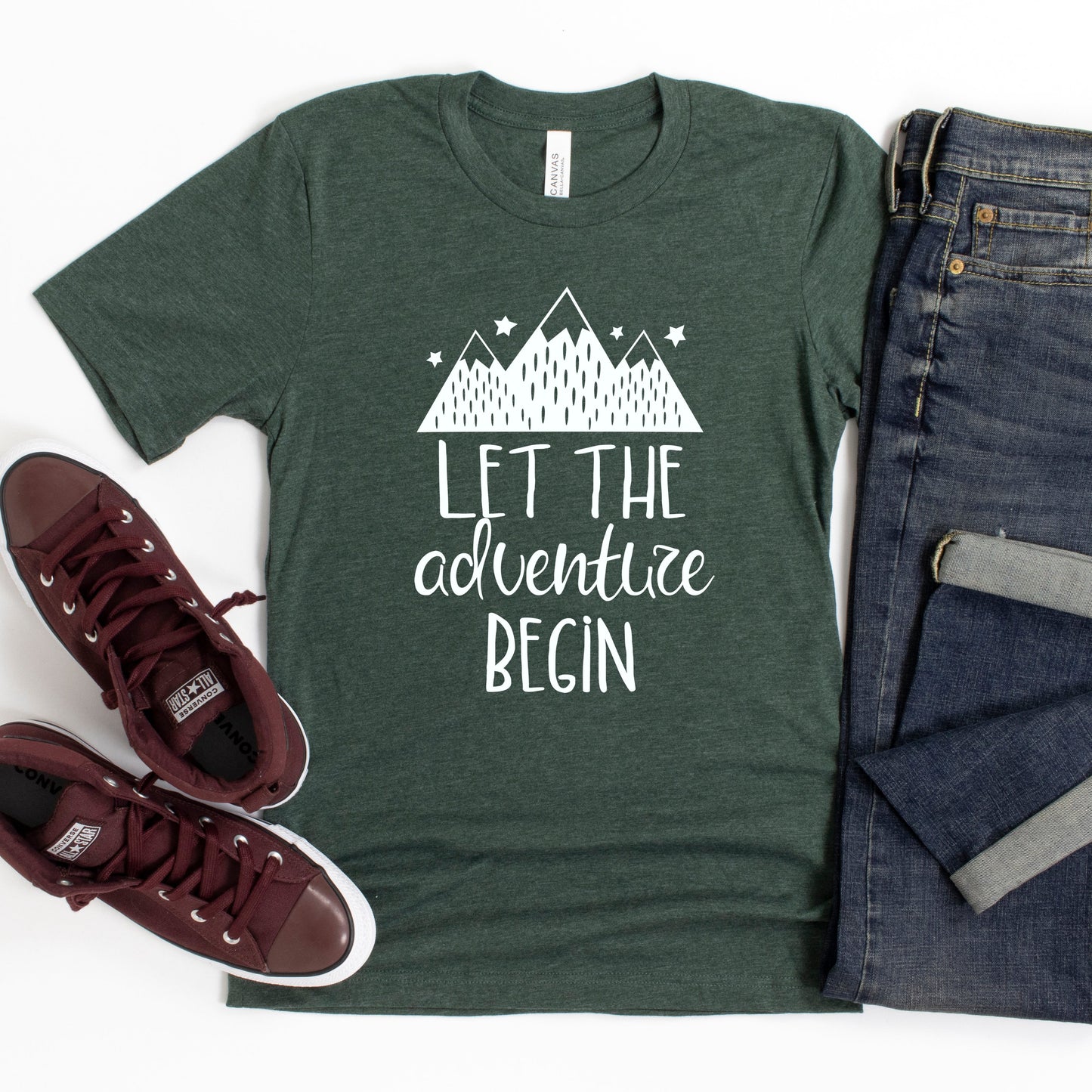 Let The Adventure Begin Mountains | Youth Short Sleeve Crew Neck