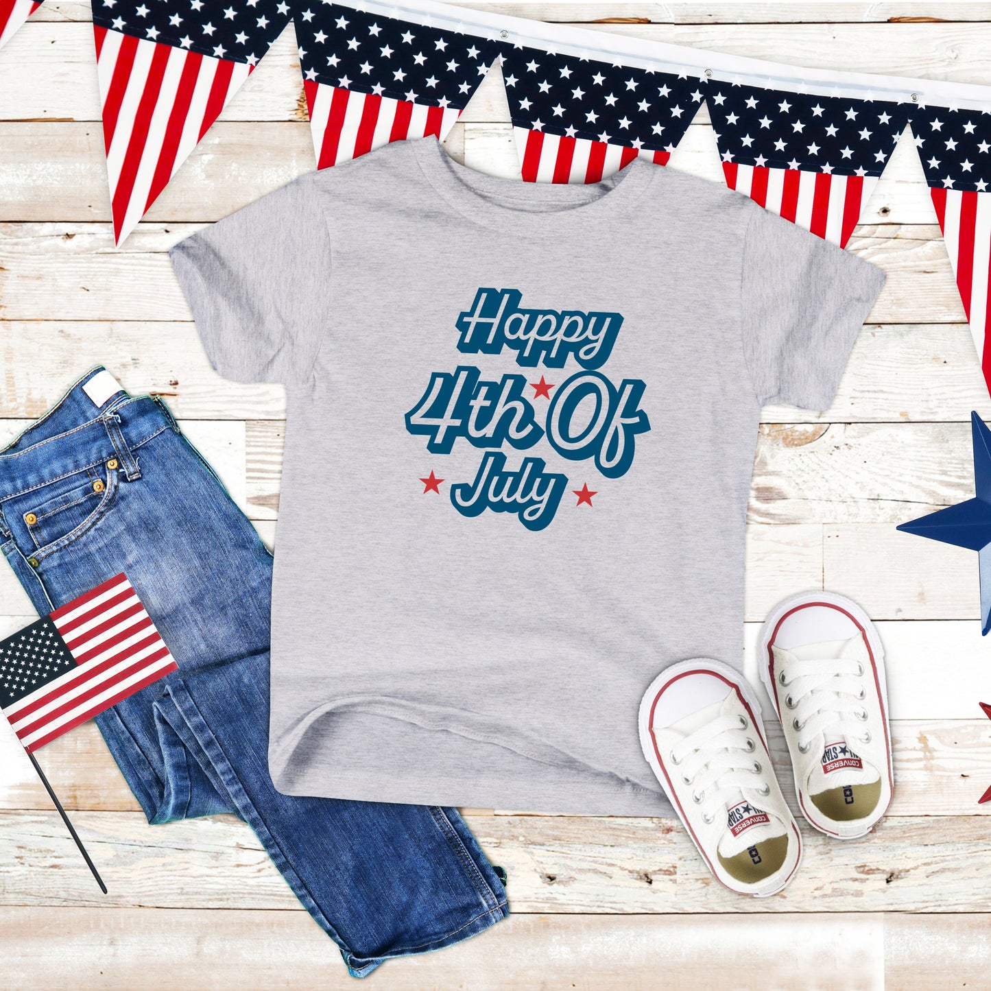 Happy 4th of July Stars | Youth Short Sleeve Crew Neck