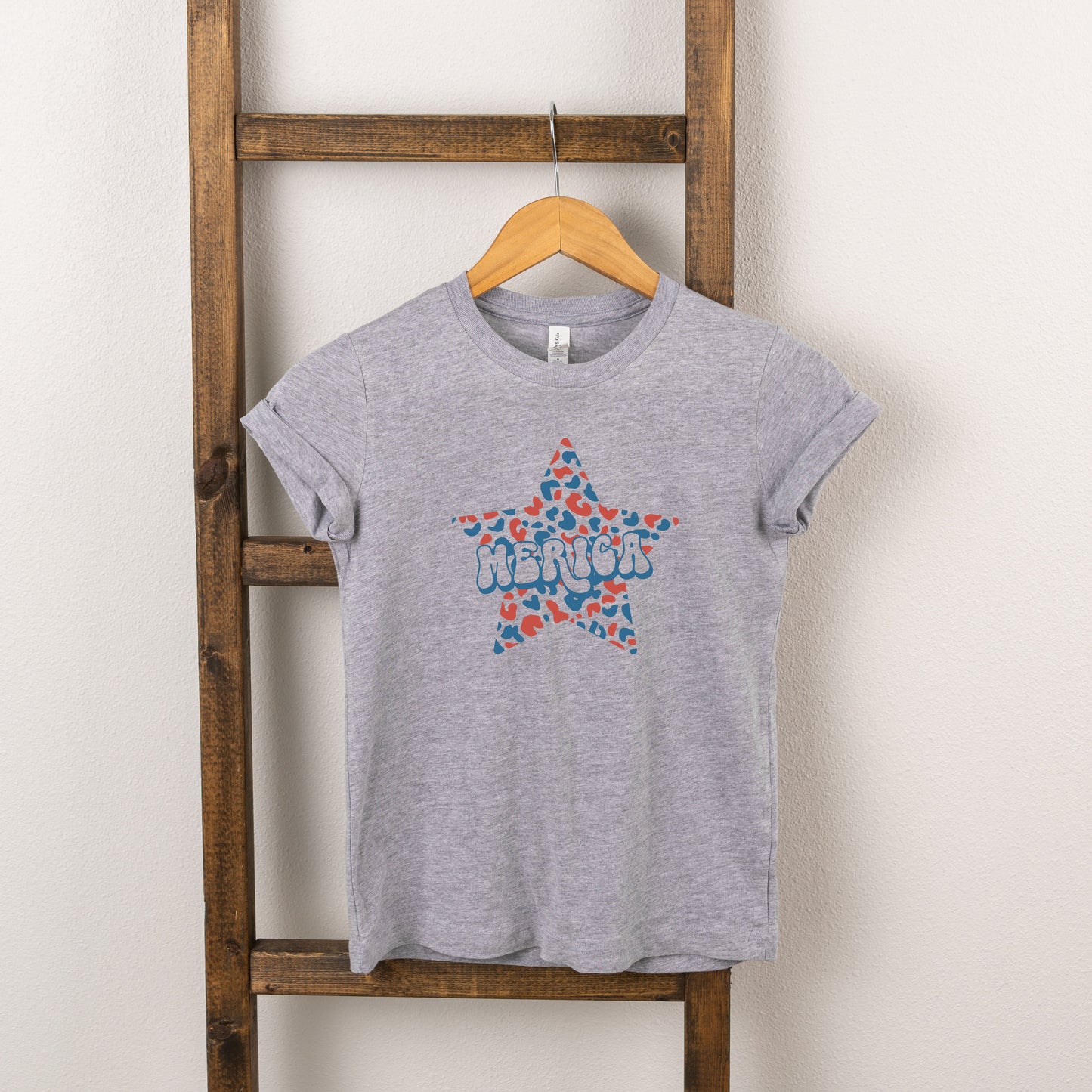 Leopard Merica | Toddler Short Sleeve Crew Neck