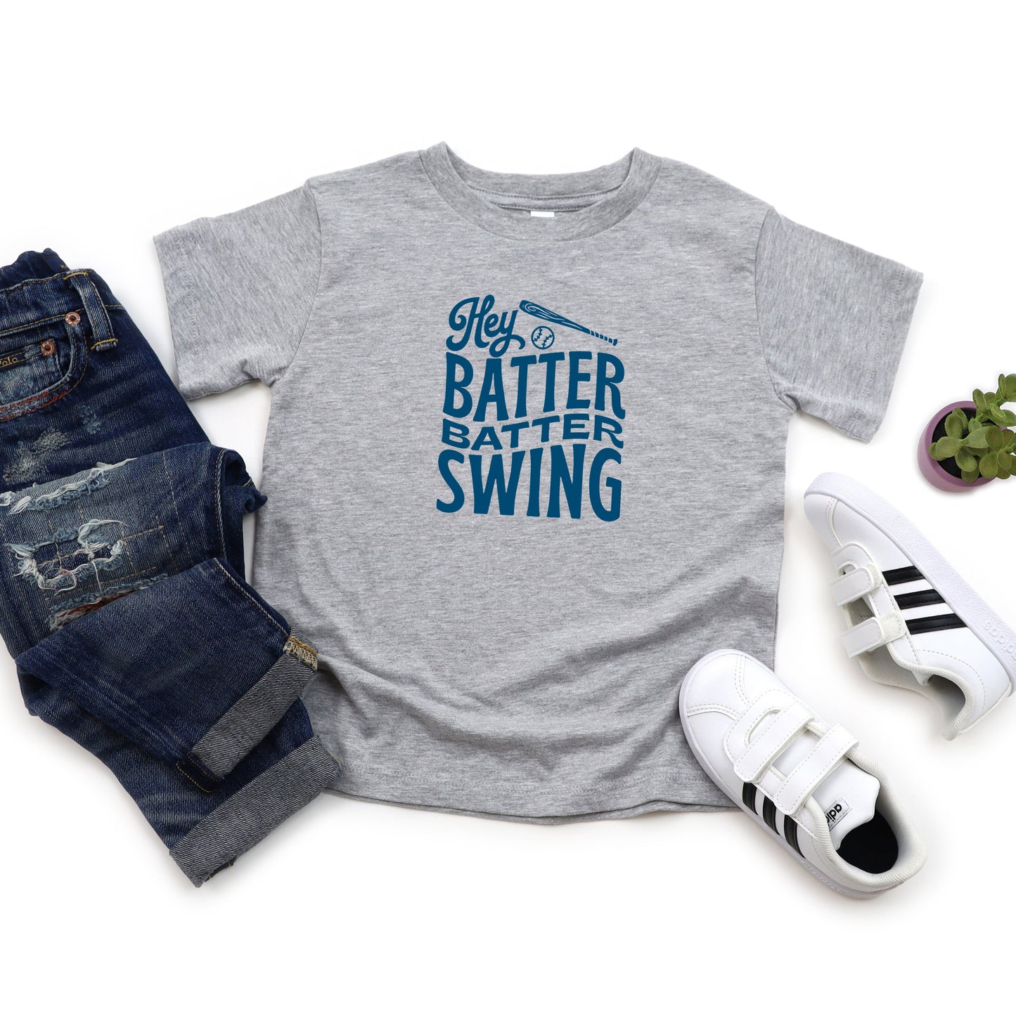 Hey Batter Batter Wavy | Toddler Short Sleeve Crew Neck