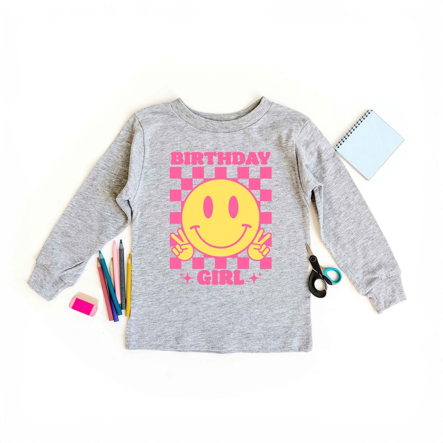 Birthday Girl Checkered | Youth Graphic Long Sleeve Tee