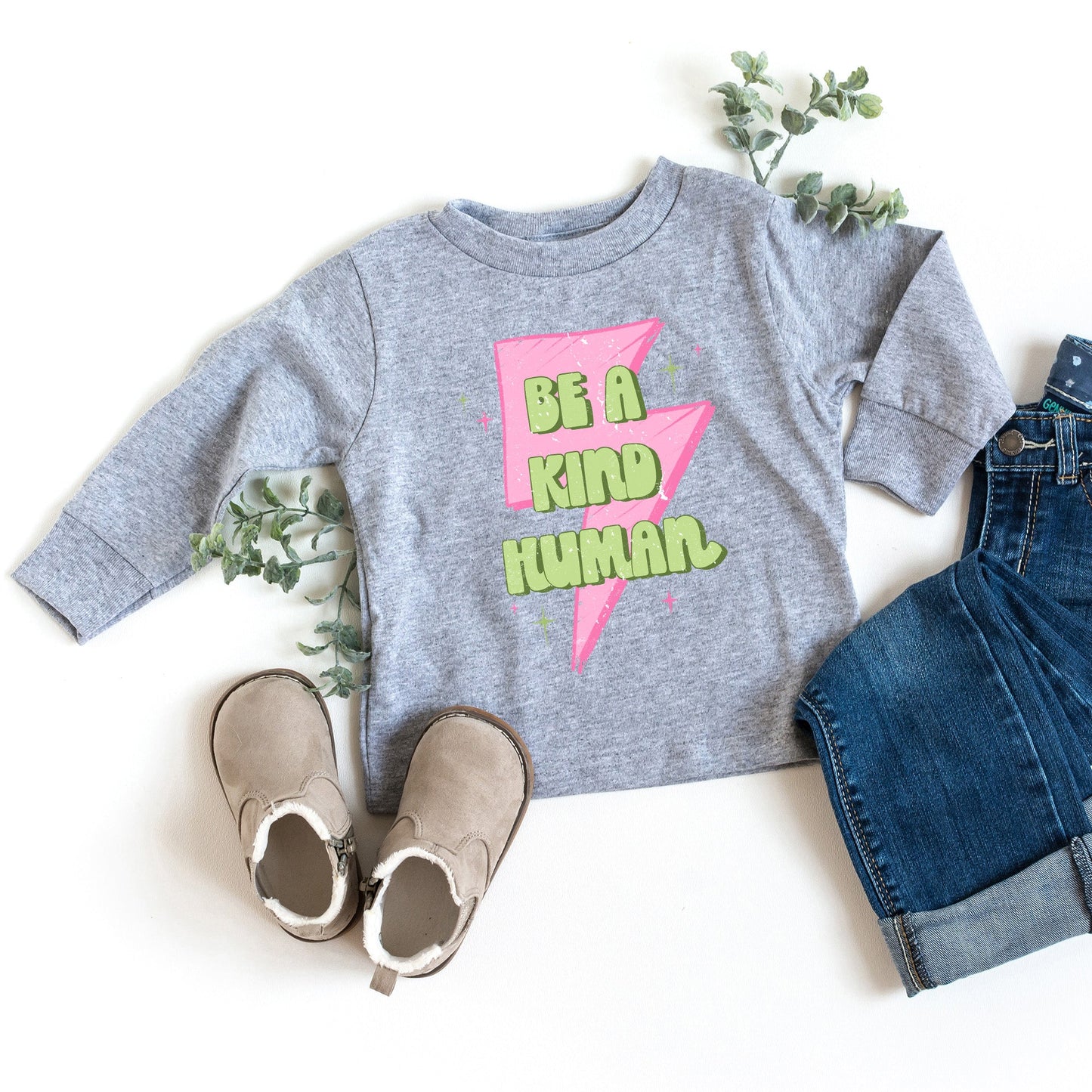 Be A Kind Human Lightning Bolt | Youth Graphic Long Sleeve Tee