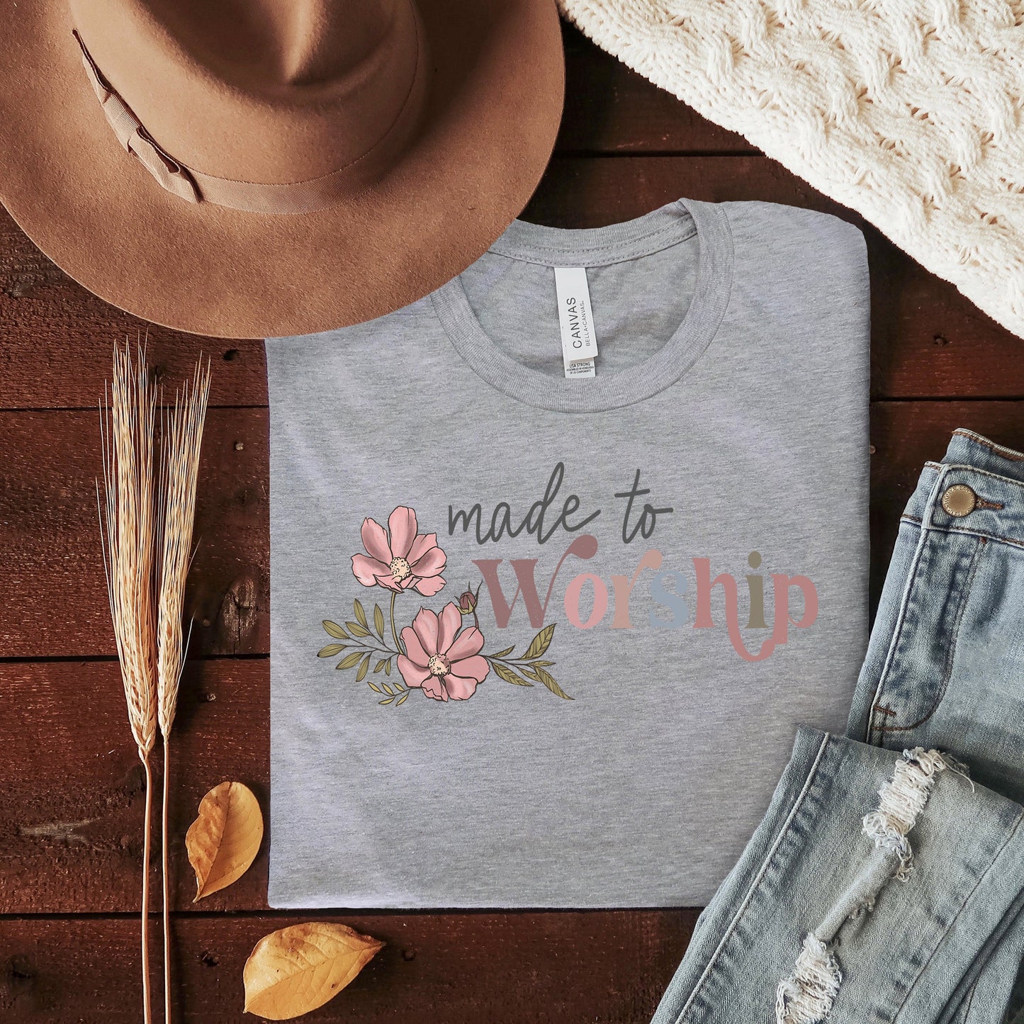 Made To Worship Flowers | Short Sleeve Crew Neck