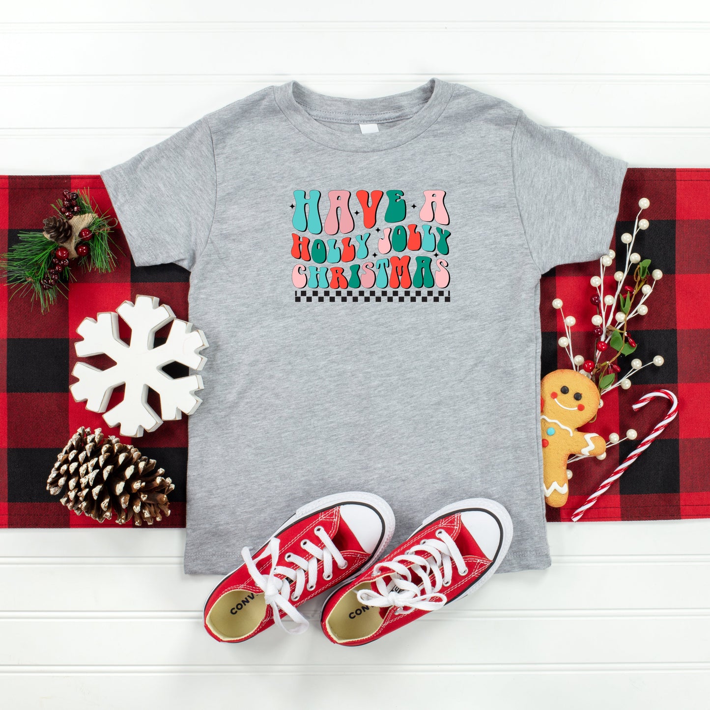 Retro Have A Holly Jolly Christmas | Toddler Short Sleeve Crew Neck
