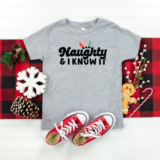 Naughty And I Know It Lights | Toddler Short Sleeve Crew Neck