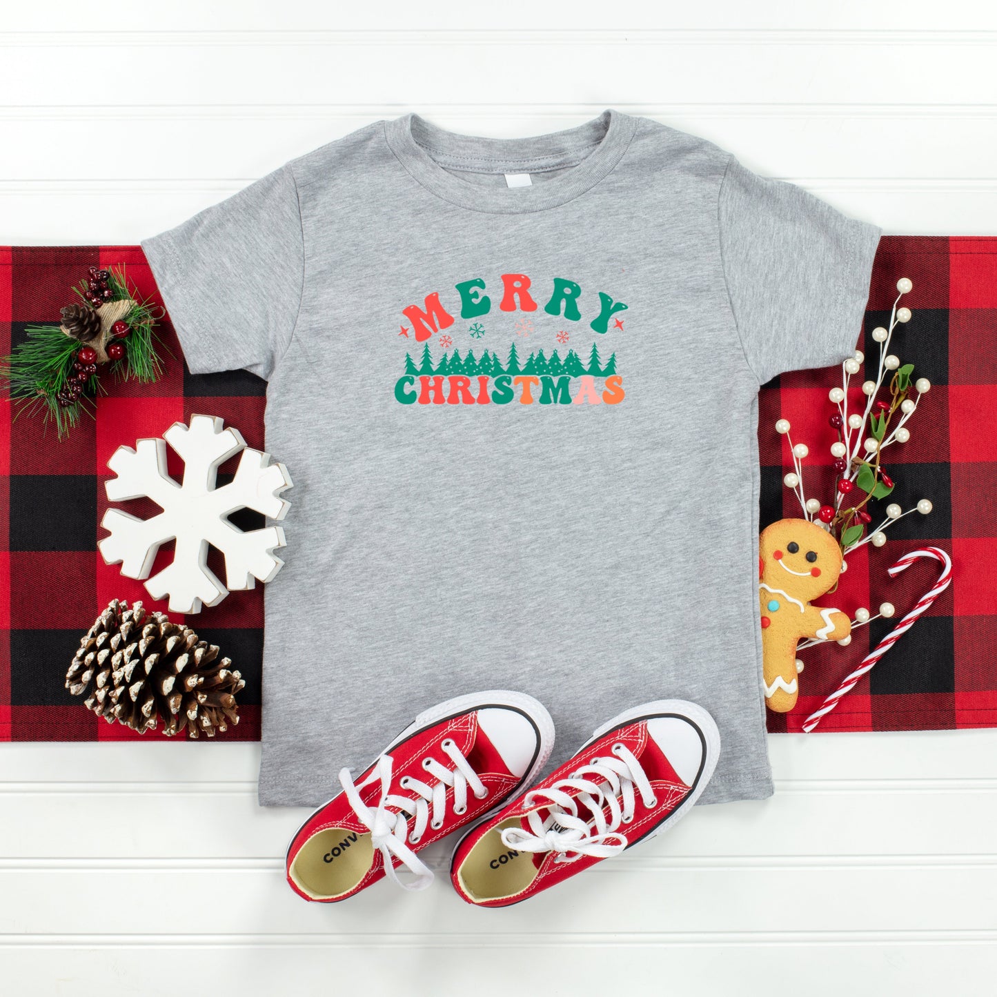 Merry Christmas Trees | Toddler Short Sleeve Crew Neck