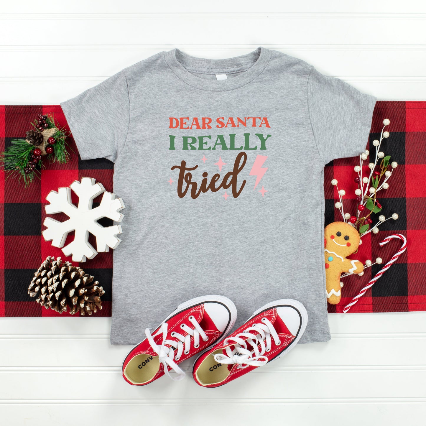 Dear Santa I Really Tried | Toddler Short Sleeve Crew Neck