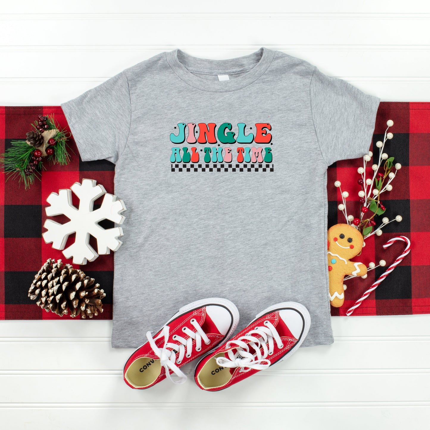 Retro Jingle All The Time | Toddler Short Sleeve Crew Neck
