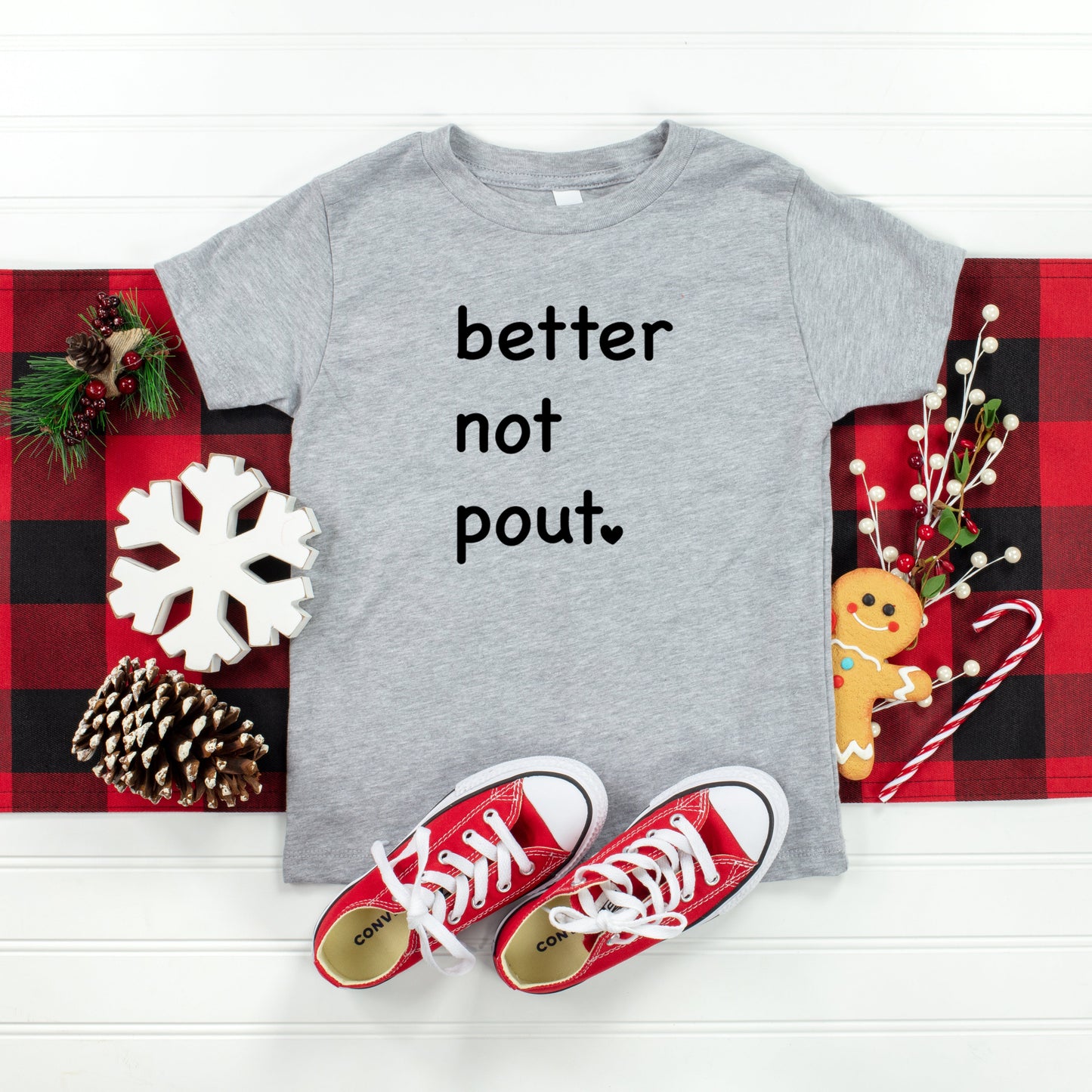Better Not Pout Heart | Toddler Short Sleeve Crew Neck
