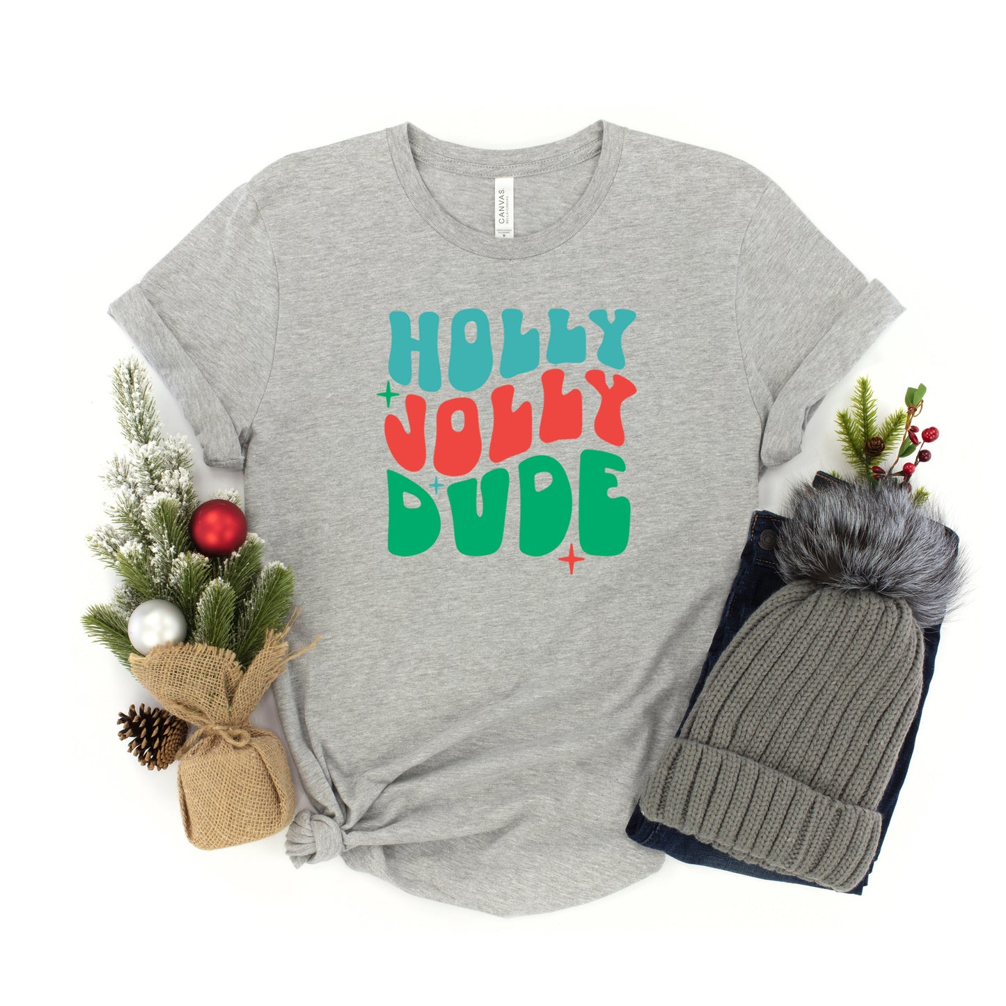 Holly Jolly Dude Wavy | Youth Short Sleeve Crew Neck