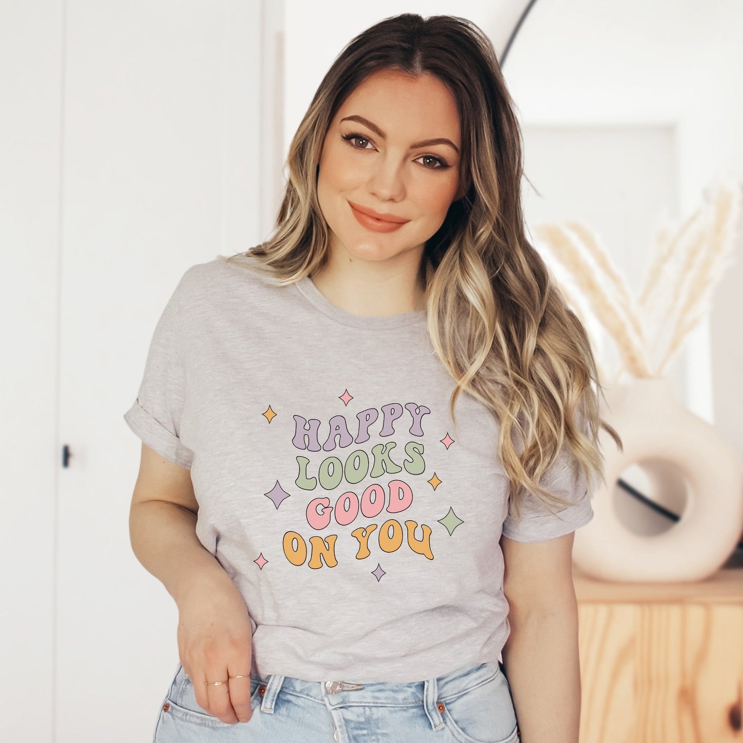 Happy looks Good On You | Short Sleeve Crew Neck