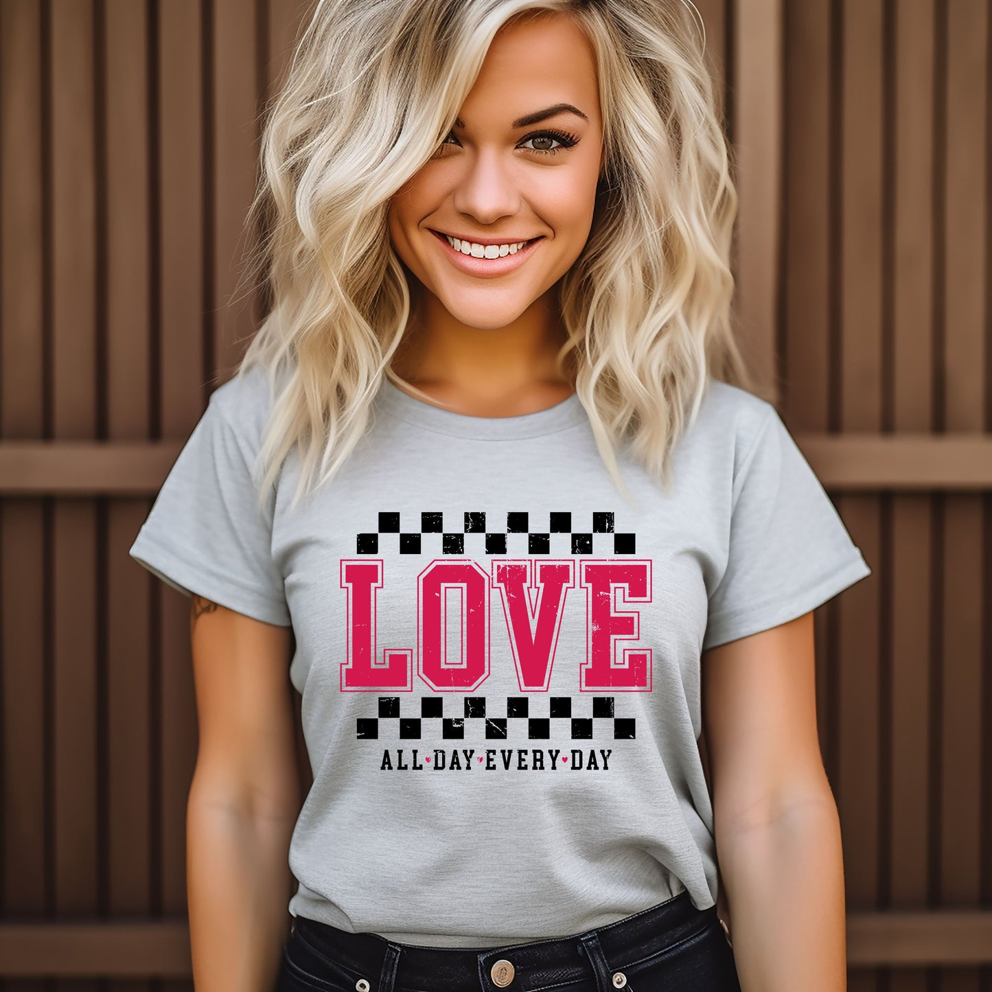 Love All Day Everyday Checkered  | Short Sleeve Graphic Tee