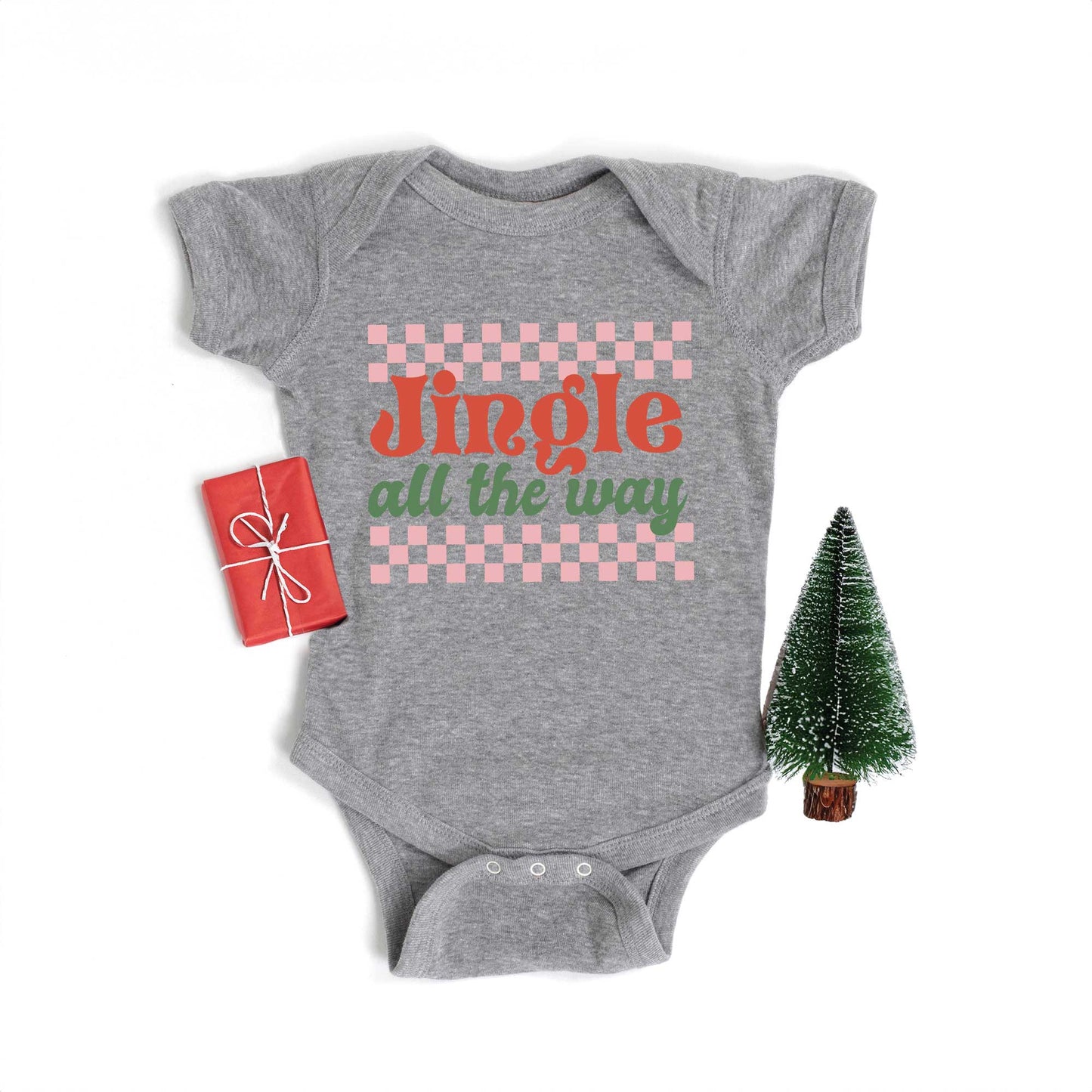 Jingle All The Way Checkered | Baby Graphic Short Sleeve Onesie