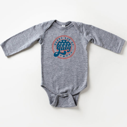 Happy Fourth Circle | Baby Long Sleeve Onesie