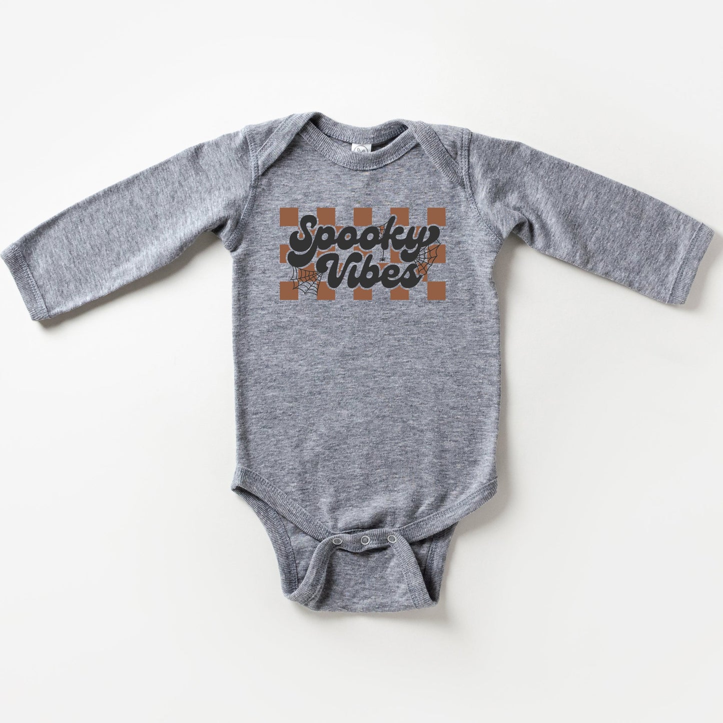 Checkered Spooky Vibes | Baby Long Sleeve Onesie