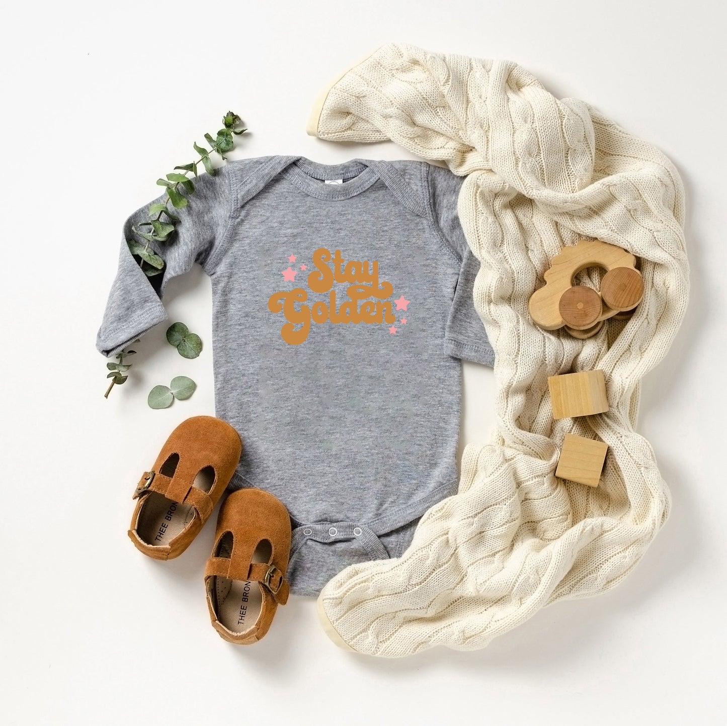 Stay Golden Stars | Baby Long Sleeve Onesie