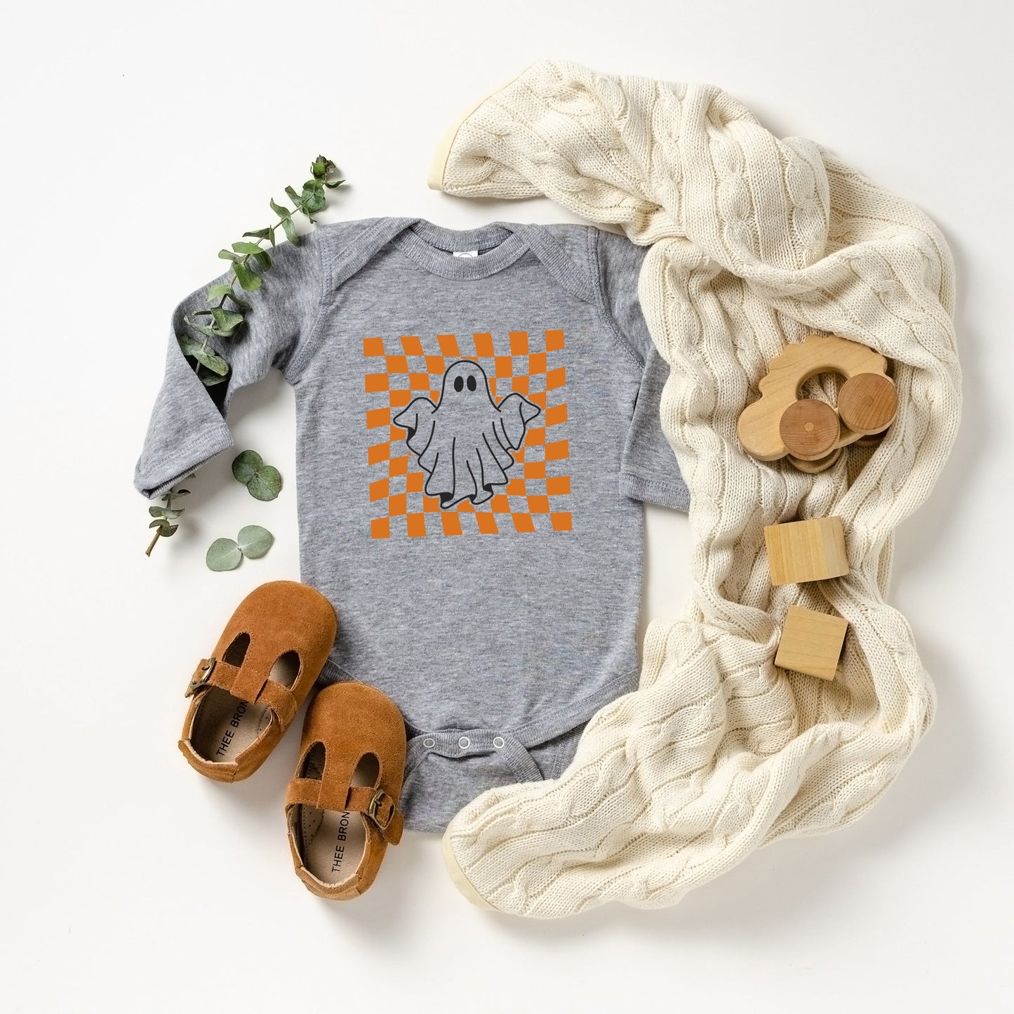 Checkered Ghost | Baby Long Sleeve Onesie