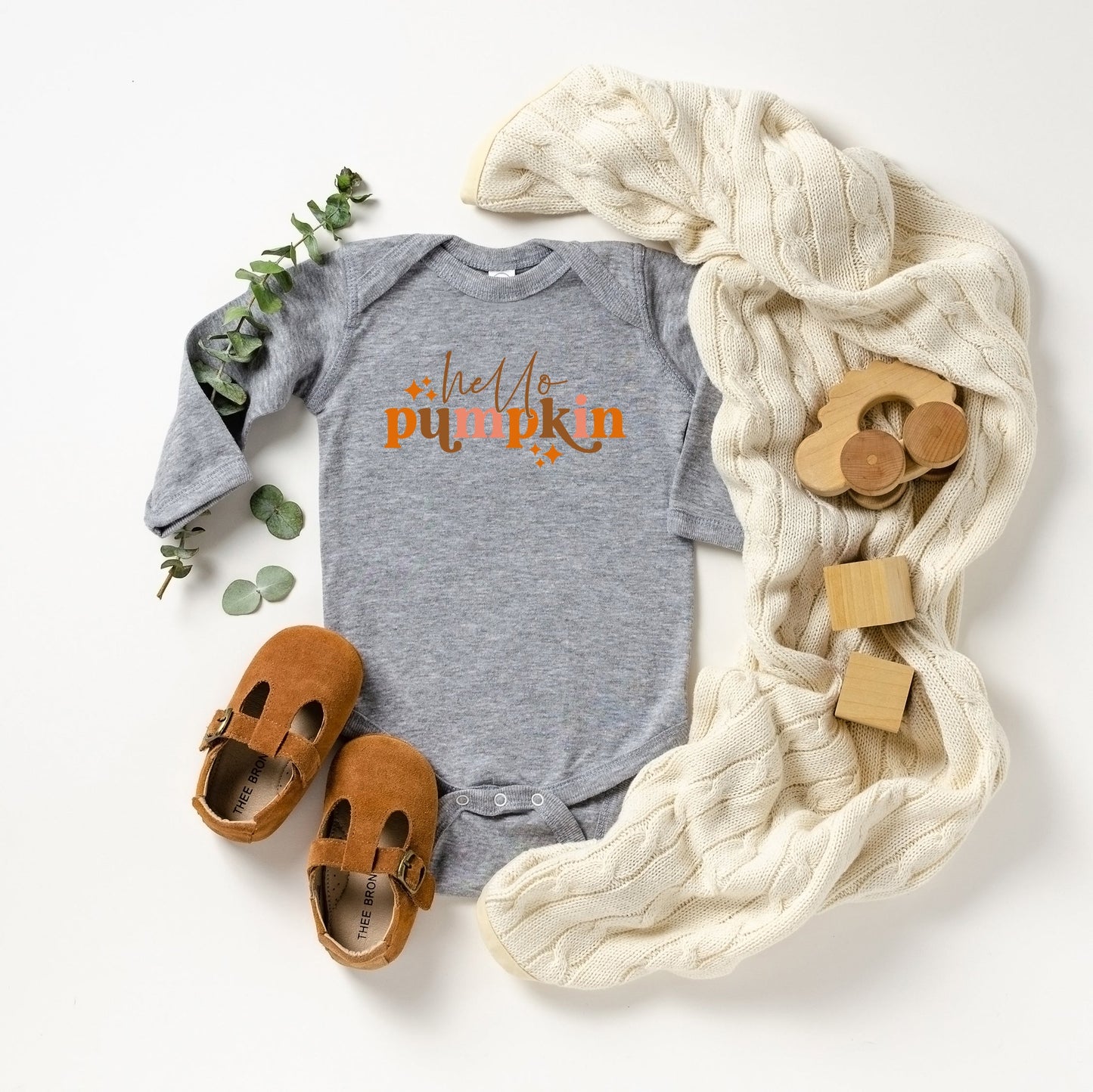 Hello Pumpkin Stars | Baby Long Sleeve Onesie
