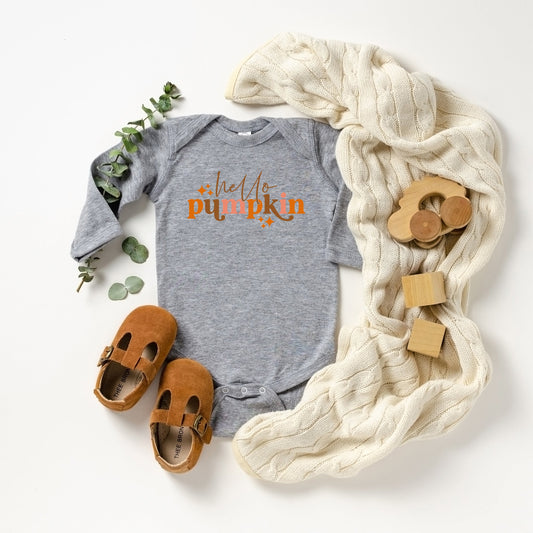 Hello Pumpkin Stars | Baby Long Sleeve Onesie
