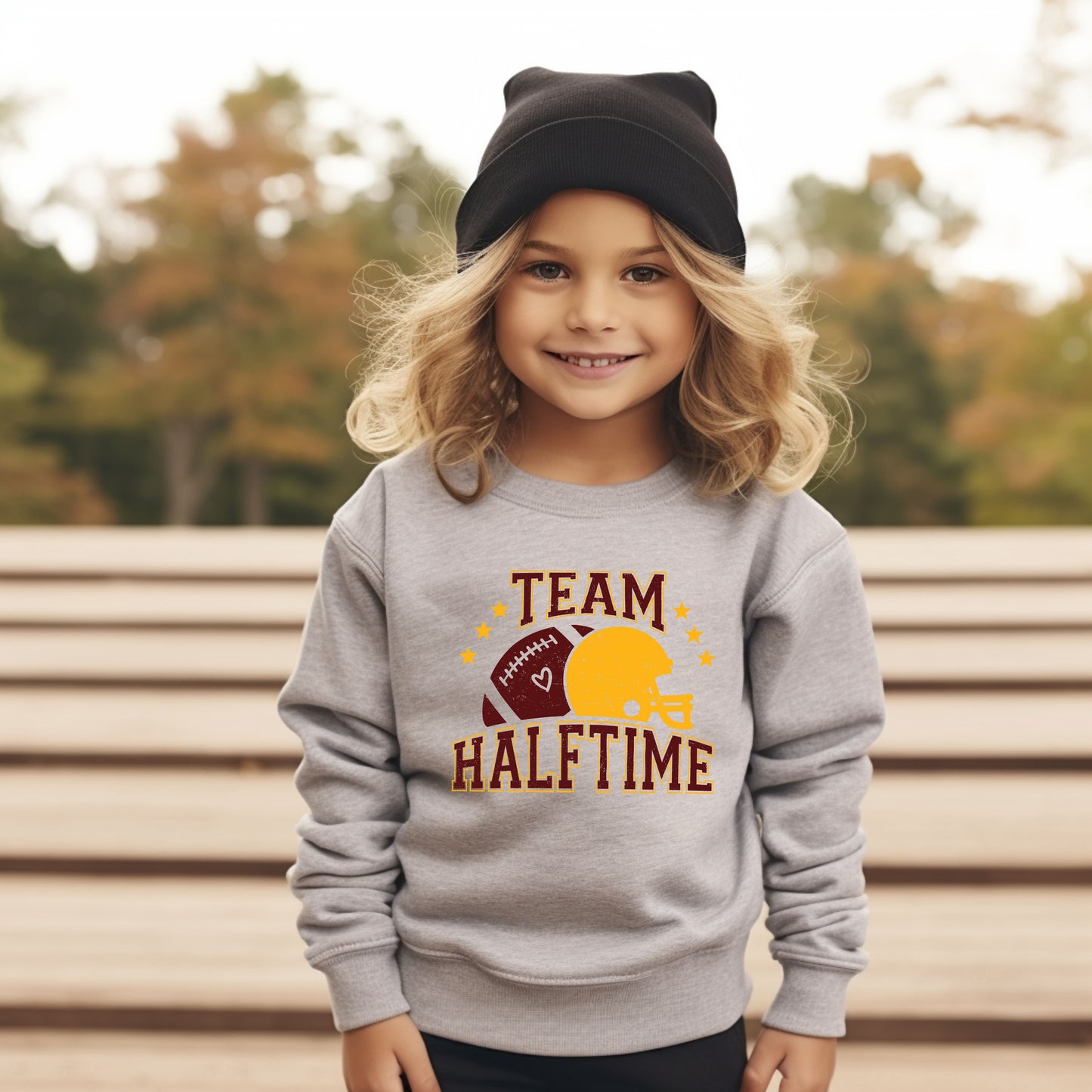 Team Halftime Distressed - Maroon | Youth Ultra-Soft Graphic Sweatshirt