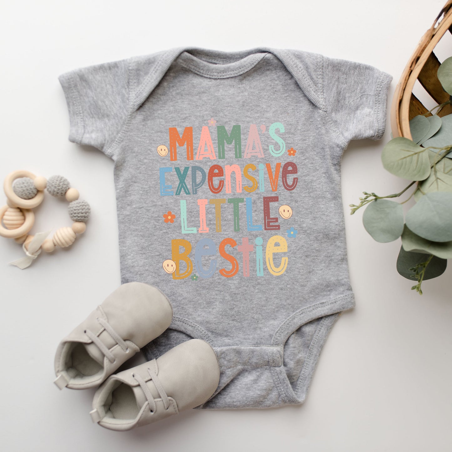 Mama's Expensive Bestie | Baby Graphic Short Sleeve Onesie
