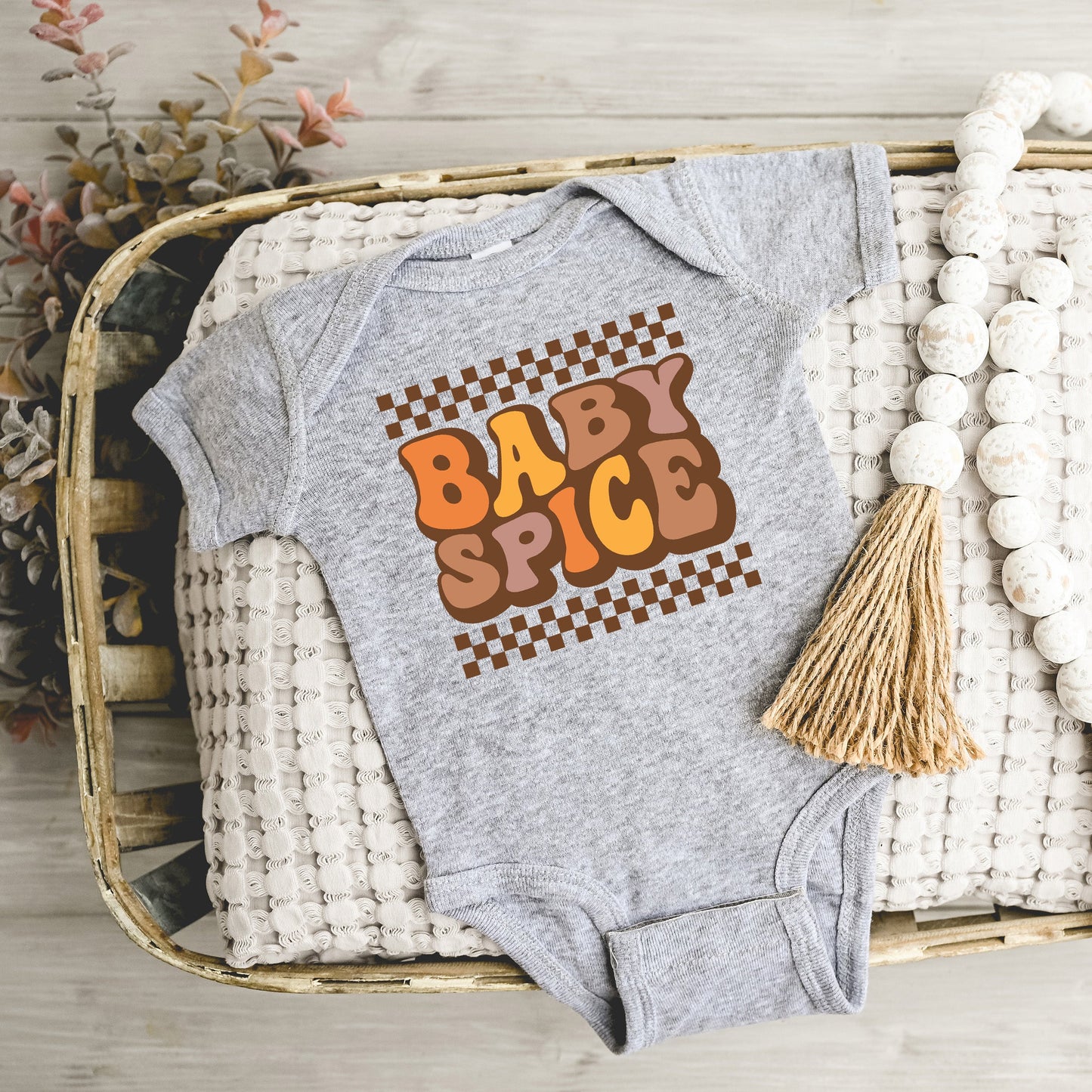 Baby Spice Checkered | Baby Graphic Short Sleeve Onesie